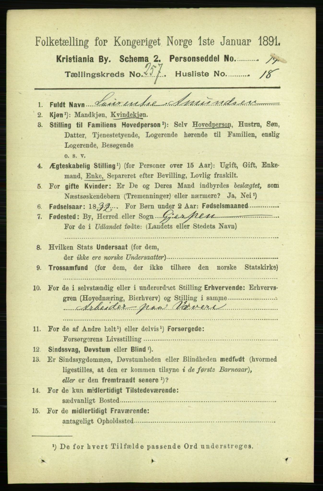 RA, 1891 census for 0301 Kristiania, 1891, p. 156761