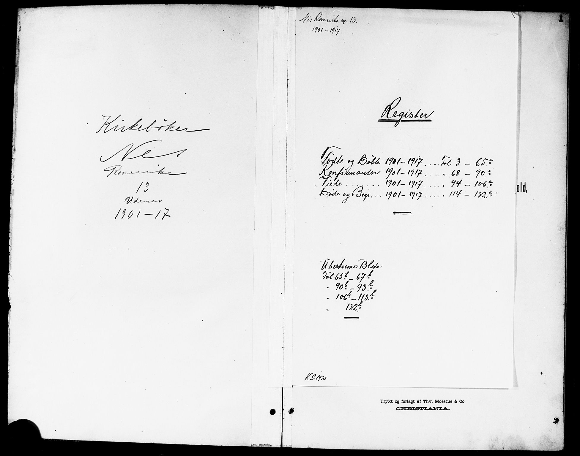 Nes prestekontor Kirkebøker, SAO/A-10410/G/Gb/L0001: Parish register (copy) no. II 1, 1901-1917