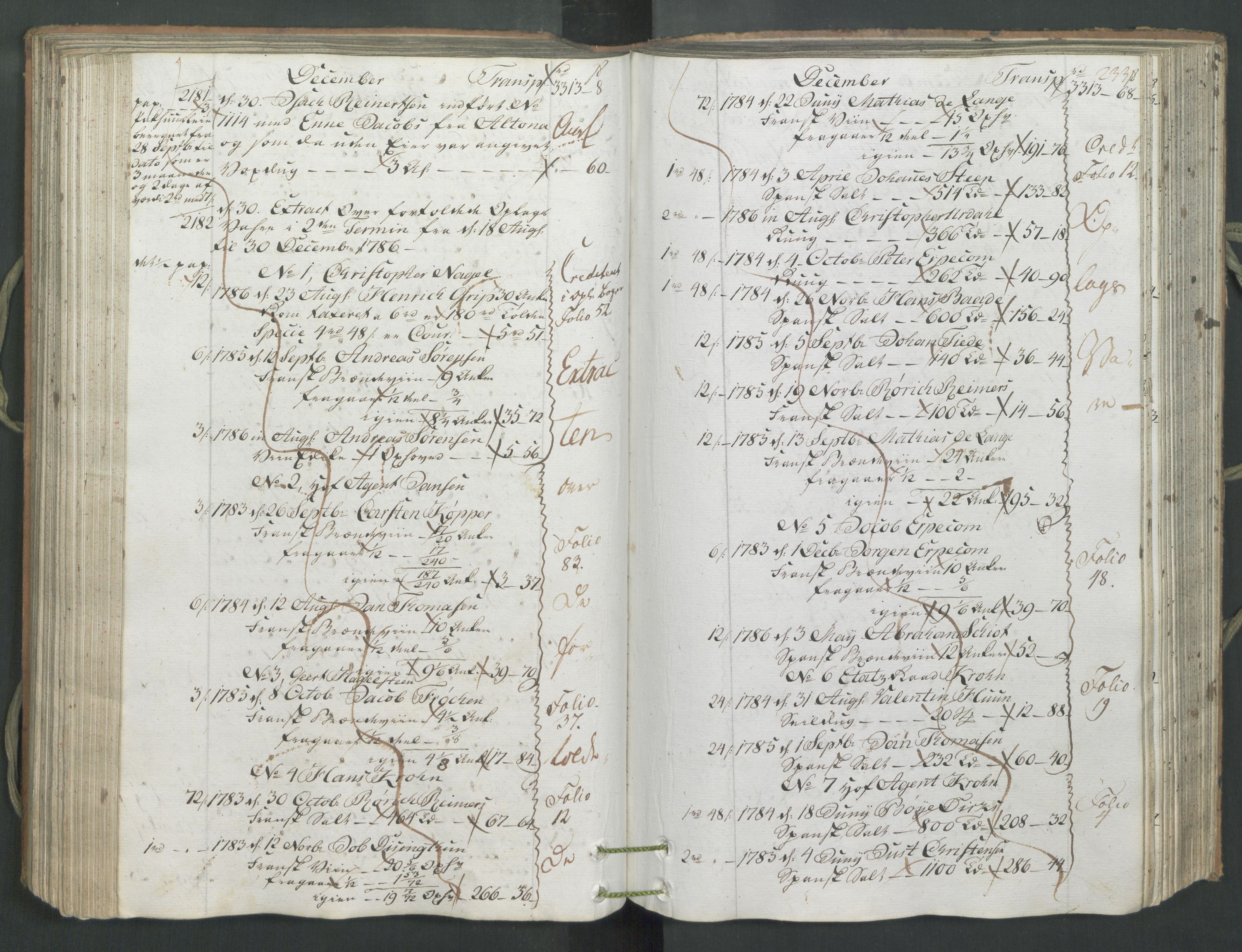 Generaltollkammeret, tollregnskaper, AV/RA-EA-5490/R26/L0222/0001: Tollregnskaper Bergen A / Inngående hovedtollbok, 1786, p. 232b-233a
