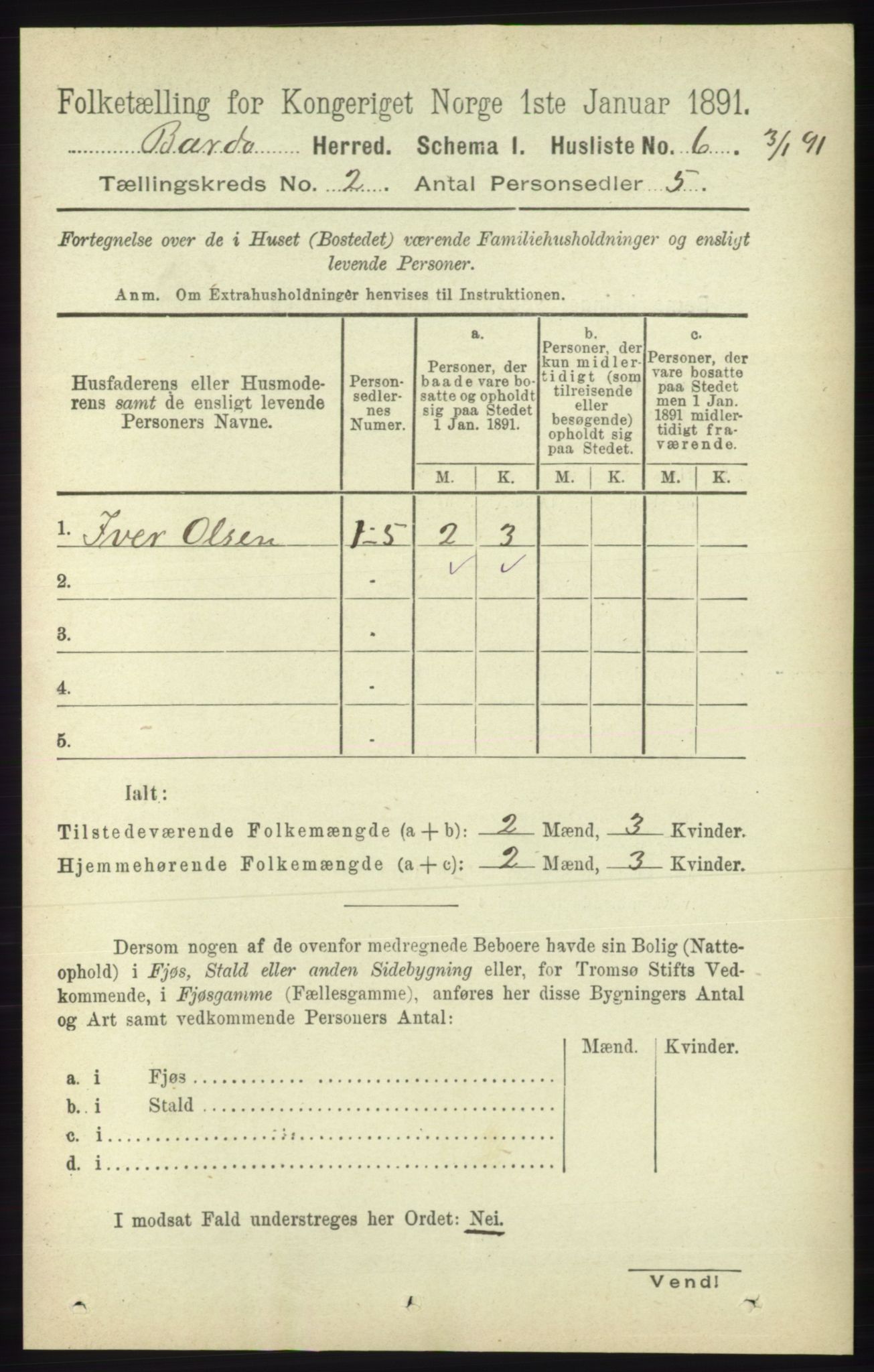 RA, 1891 census for 1922 Bardu, 1891, p. 438