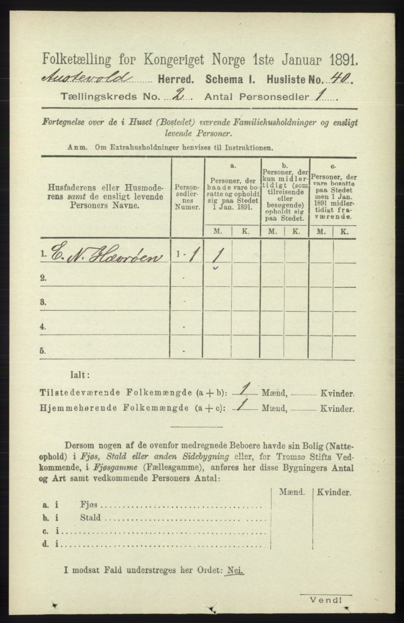 RA, 1891 census for 1244 Austevoll, 1891, p. 605