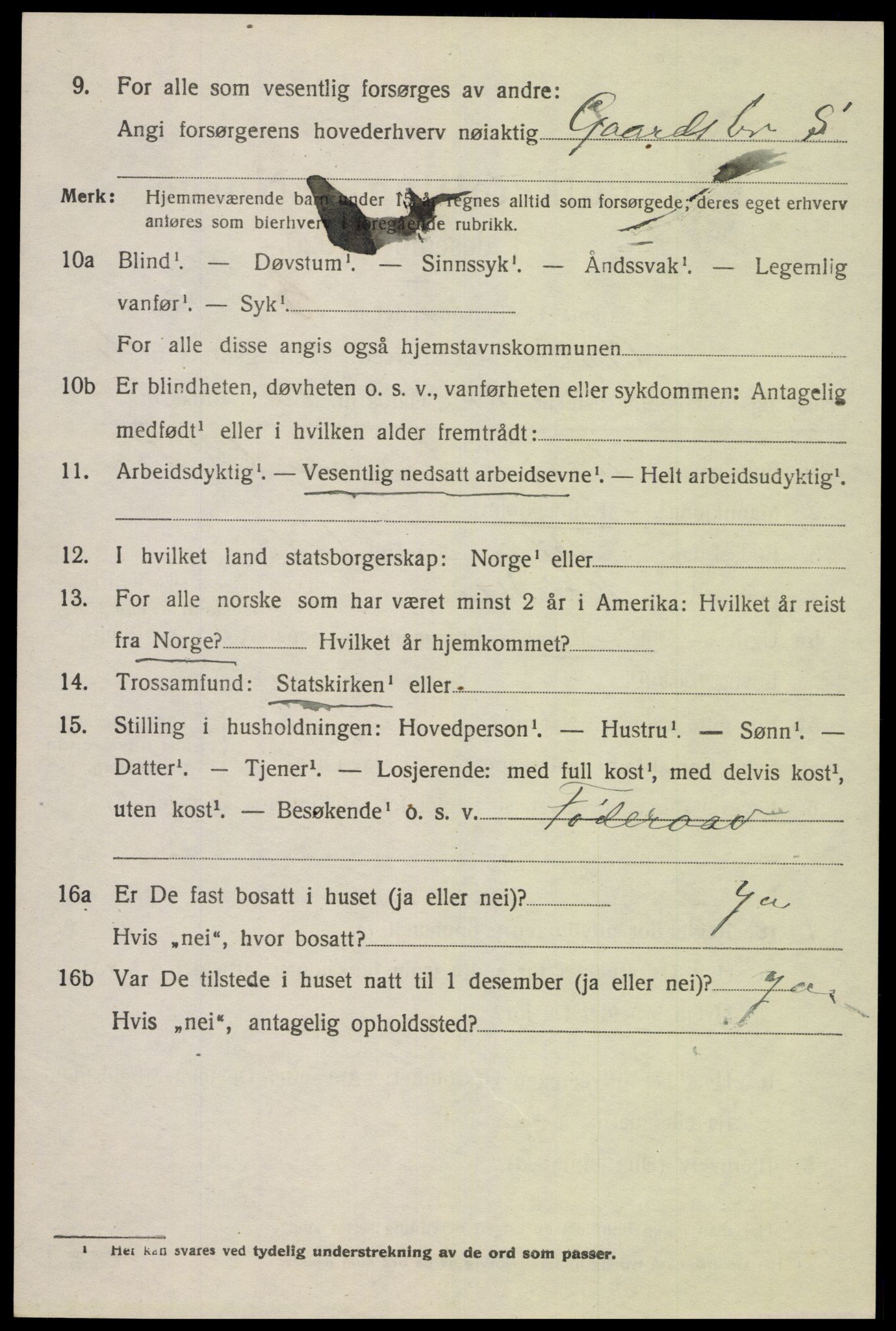 SAK, 1920 census for Gyland, 1920, p. 1319