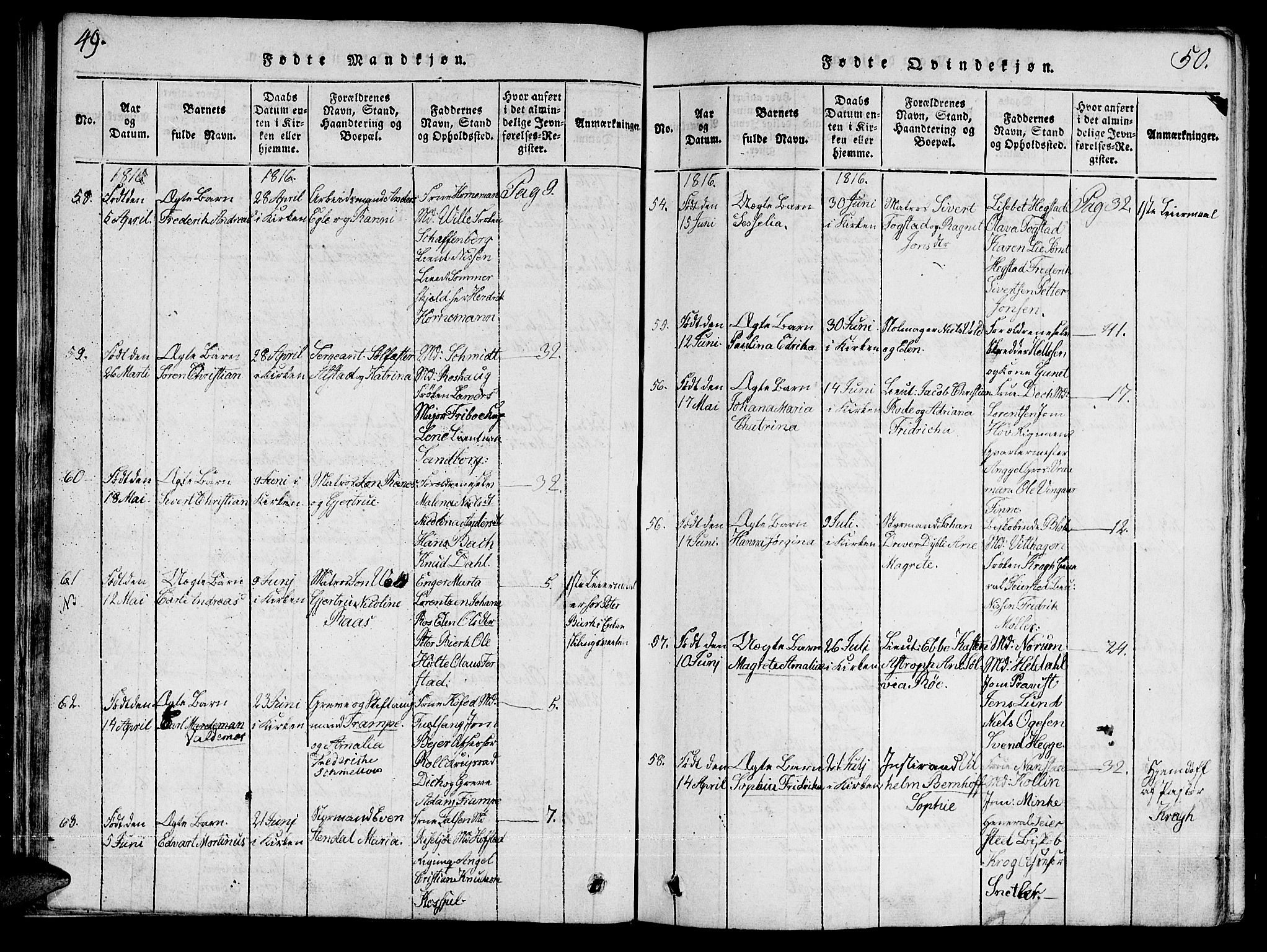 Ministerialprotokoller, klokkerbøker og fødselsregistre - Sør-Trøndelag, SAT/A-1456/601/L0043: Parish register (official) no. 601A11, 1815-1821, p. 49-50