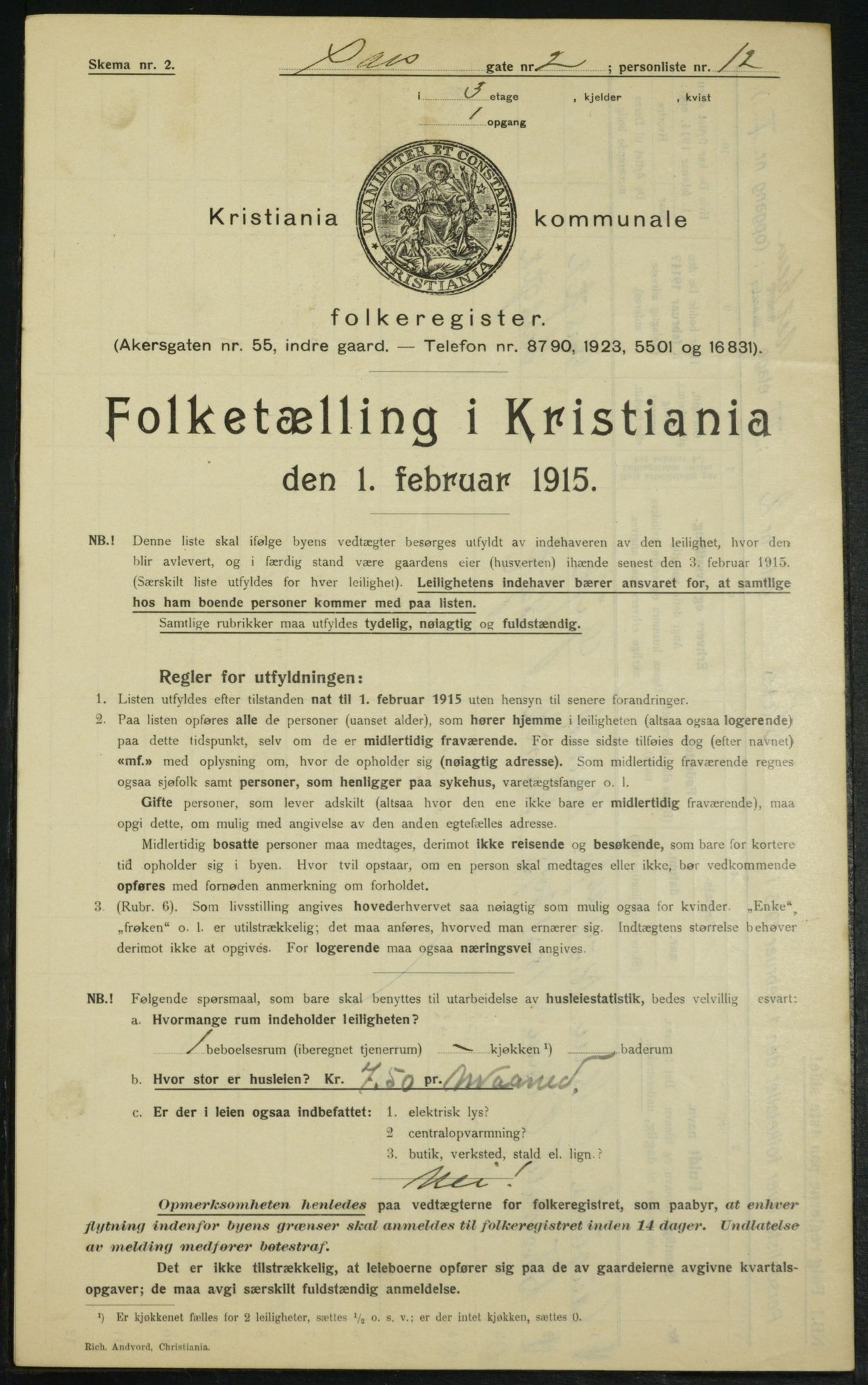 OBA, Municipal Census 1915 for Kristiania, 1915, p. 88911