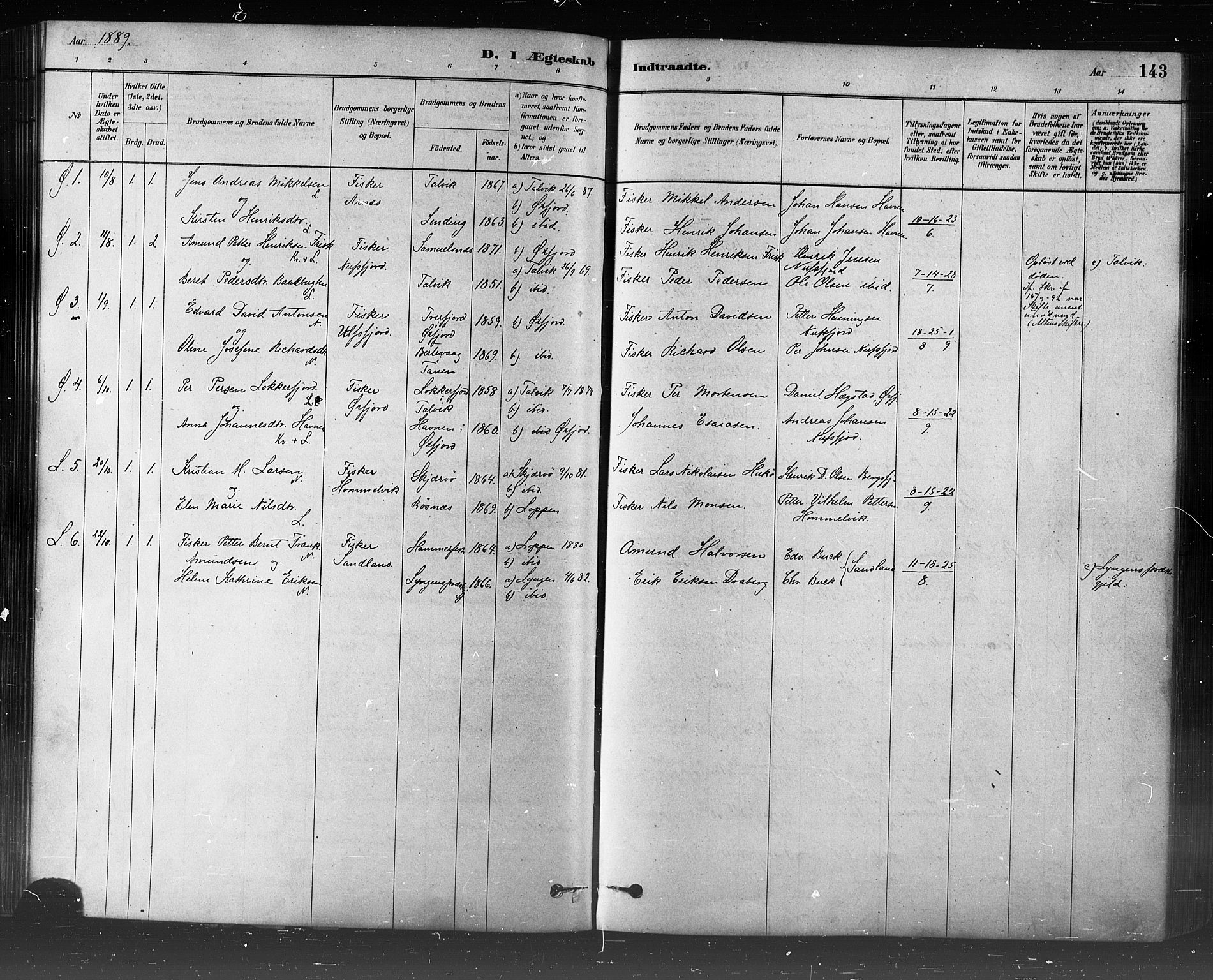 Loppa sokneprestkontor, SATØ/S-1339/H/Ha/L0006kirke: Parish register (official) no. 6, 1879-1895, p. 143