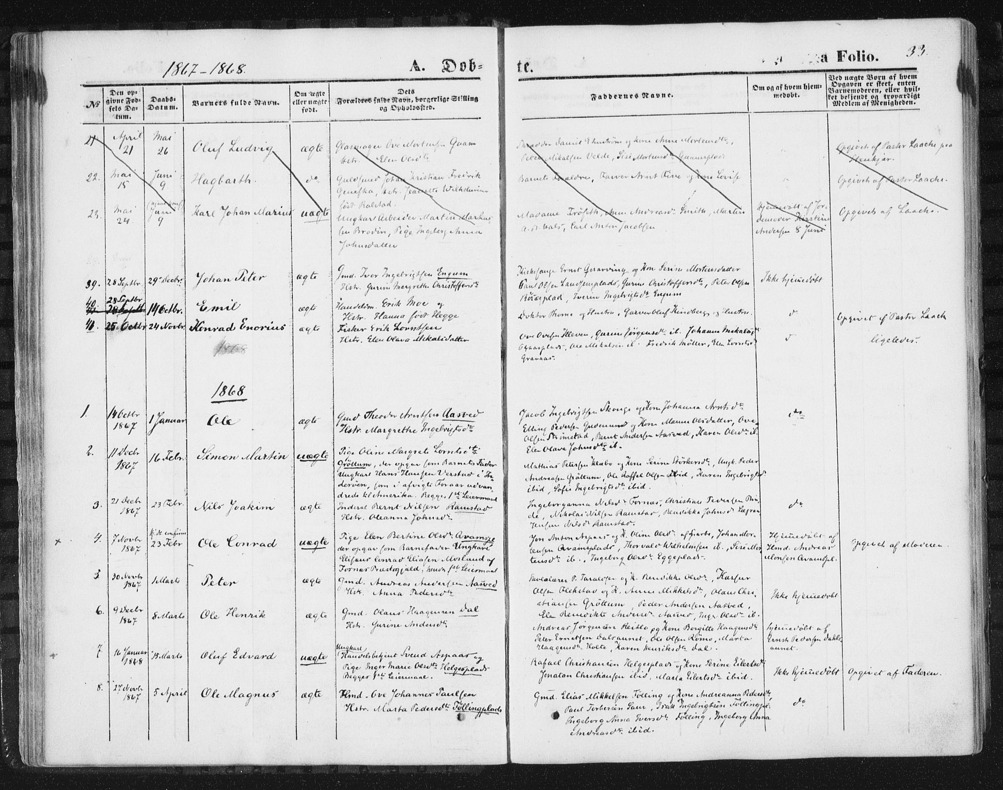 Ministerialprotokoller, klokkerbøker og fødselsregistre - Nord-Trøndelag, SAT/A-1458/746/L0447: Parish register (official) no. 746A06, 1860-1877, p. 33