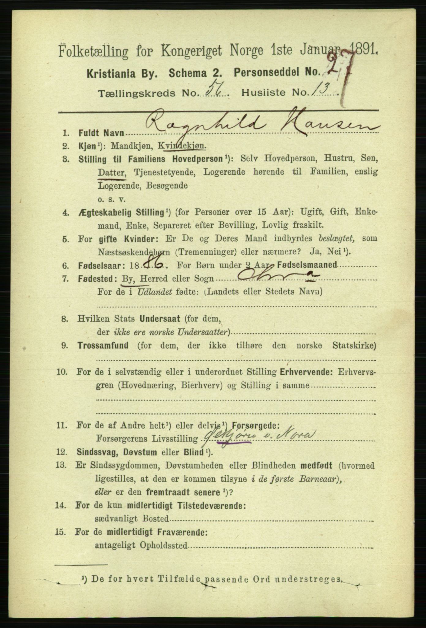 RA, 1891 census for 0301 Kristiania, 1891, p. 30410