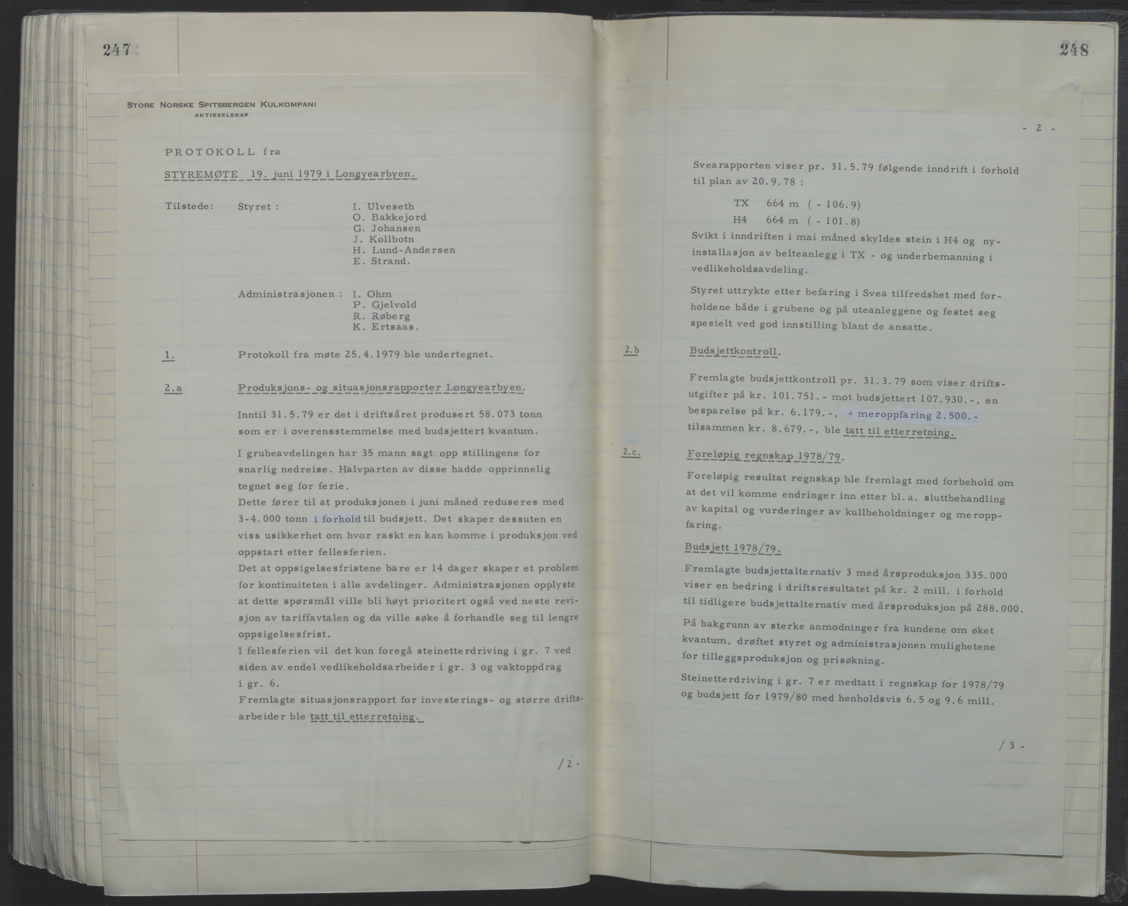 Store Norske Spitsbergen Kulkompani A/S, AV/SATØ-P-0073/09/A/Ab/Aba/L0001: Styreprotokoll 6, 1970-1979, p. 247-248