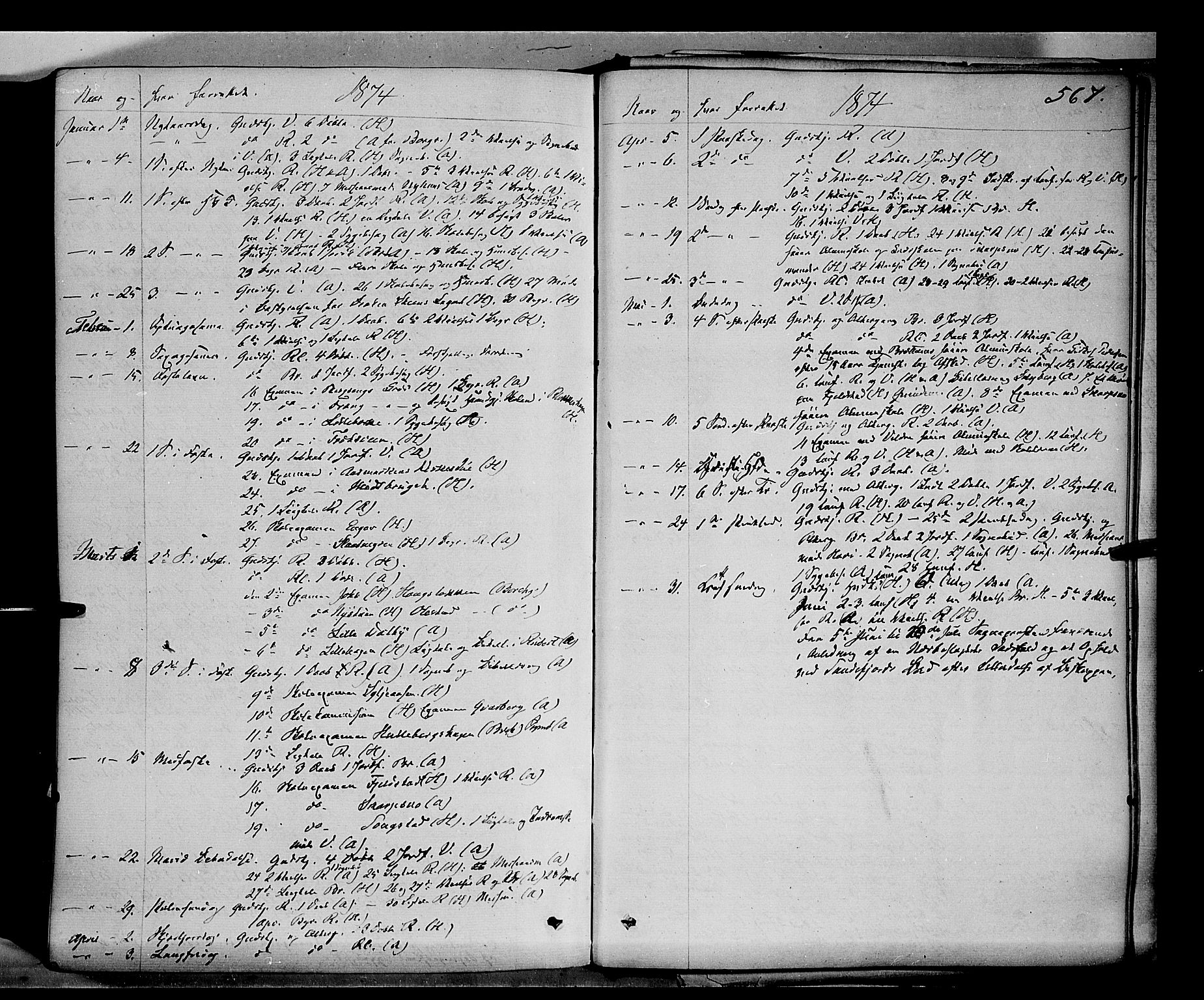 Ringsaker prestekontor, AV/SAH-PREST-014/K/Ka/L0011: Parish register (official) no. 11, 1870-1878, p. 567