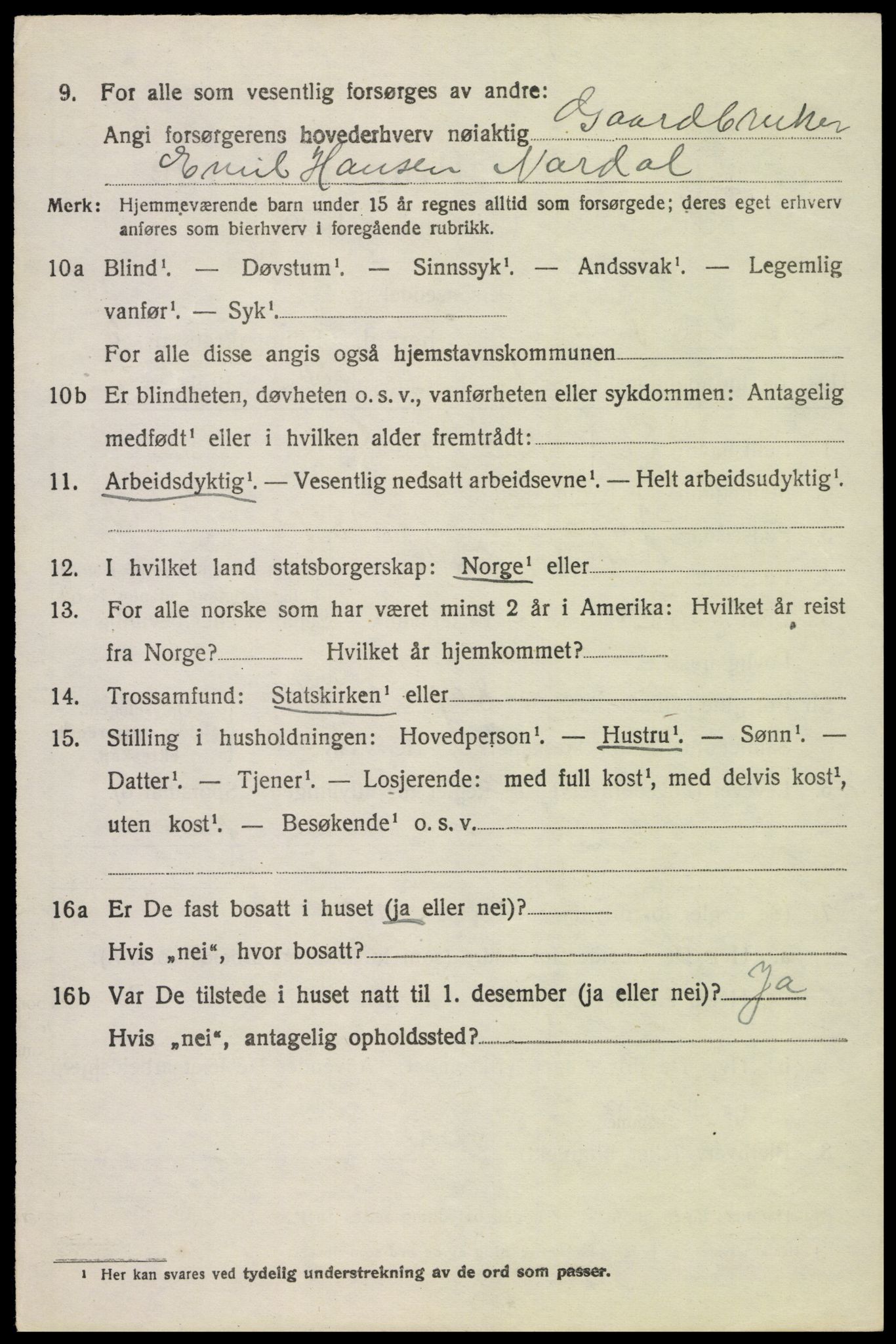 SAH, 1920 census for Vestre Toten, 1920, p. 7293