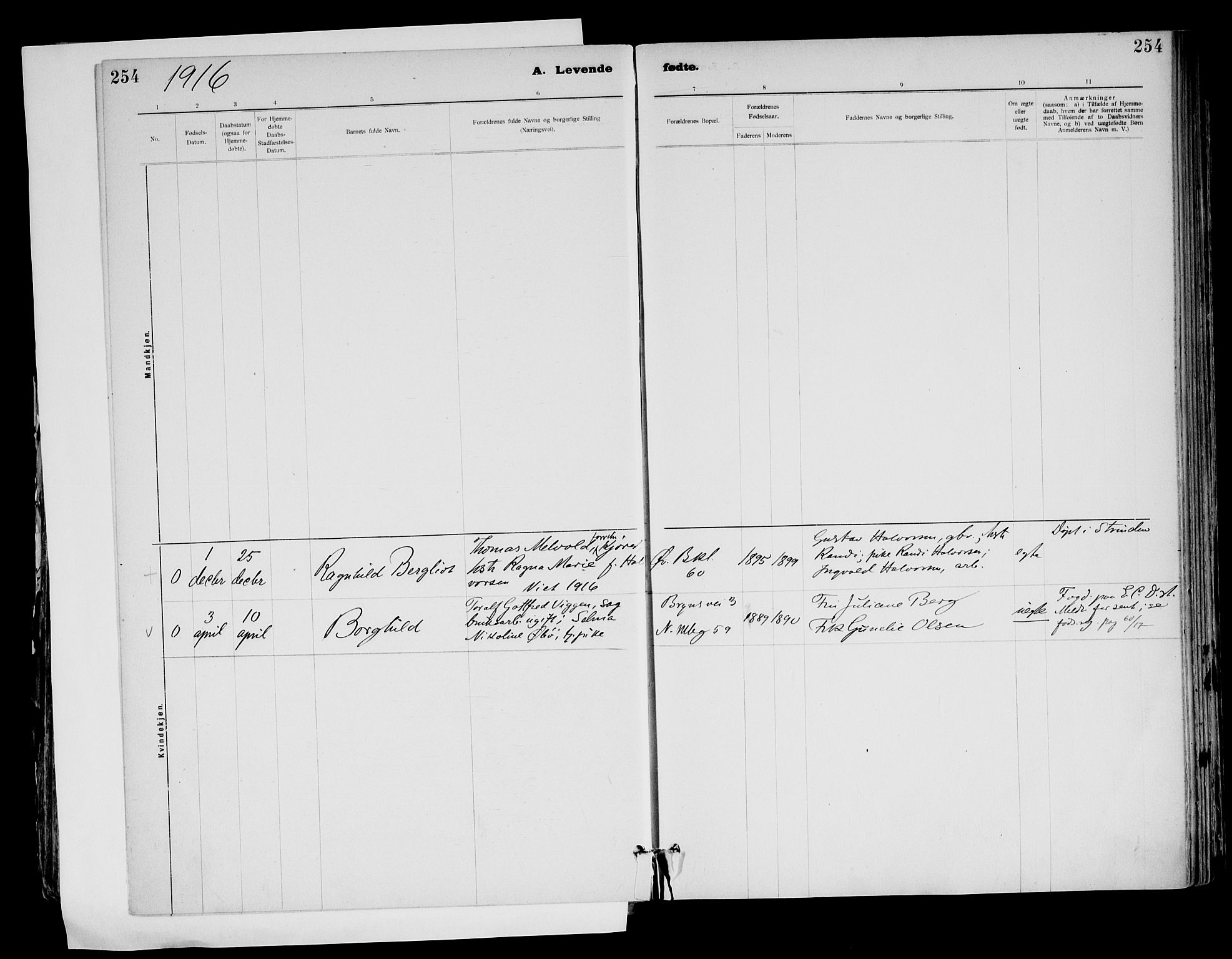 Ministerialprotokoller, klokkerbøker og fødselsregistre - Sør-Trøndelag, SAT/A-1456/604/L0203: Parish register (official) no. 604A23, 1908-1916, p. 254