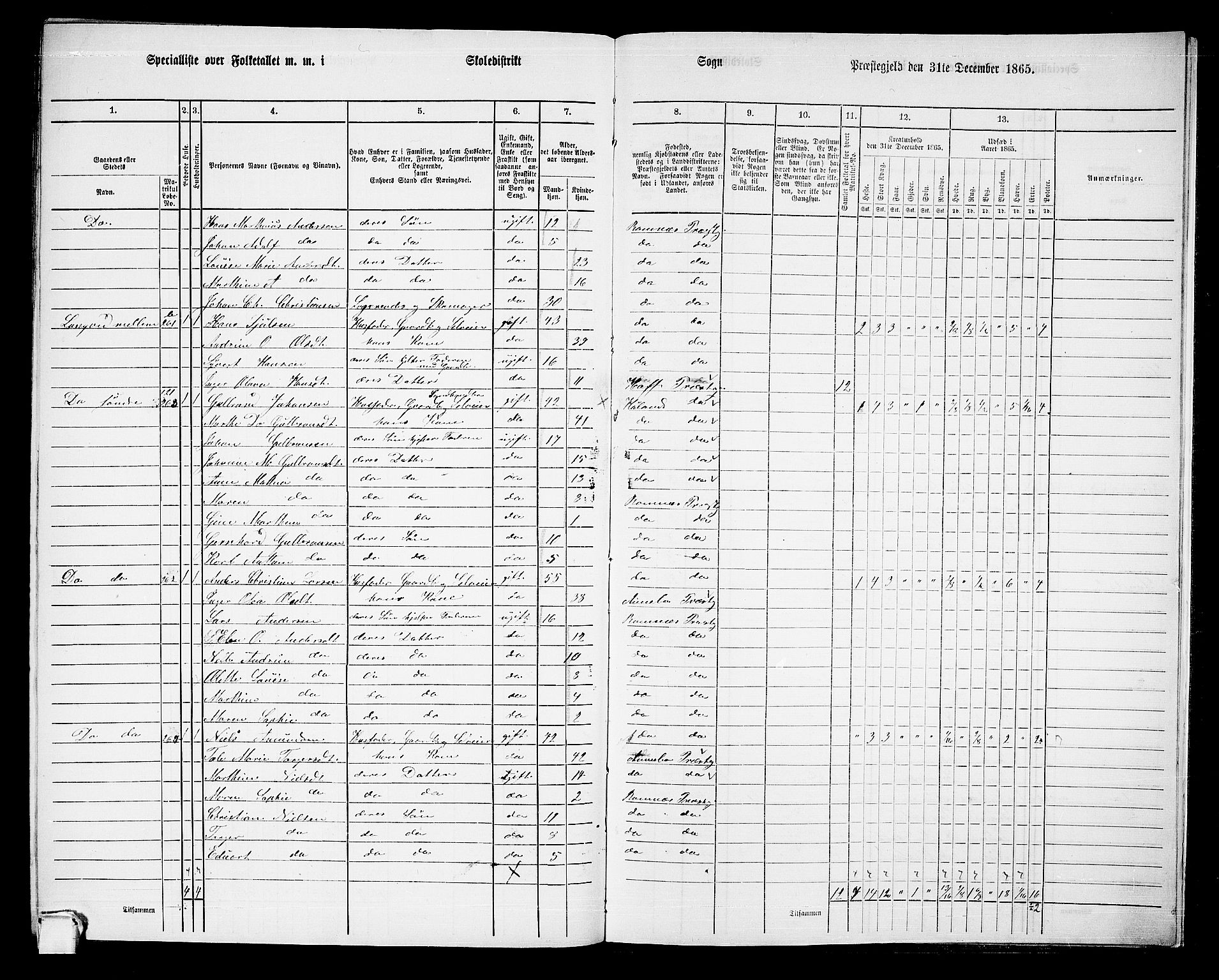 RA, 1865 census for Ramnes, 1865, p. 125