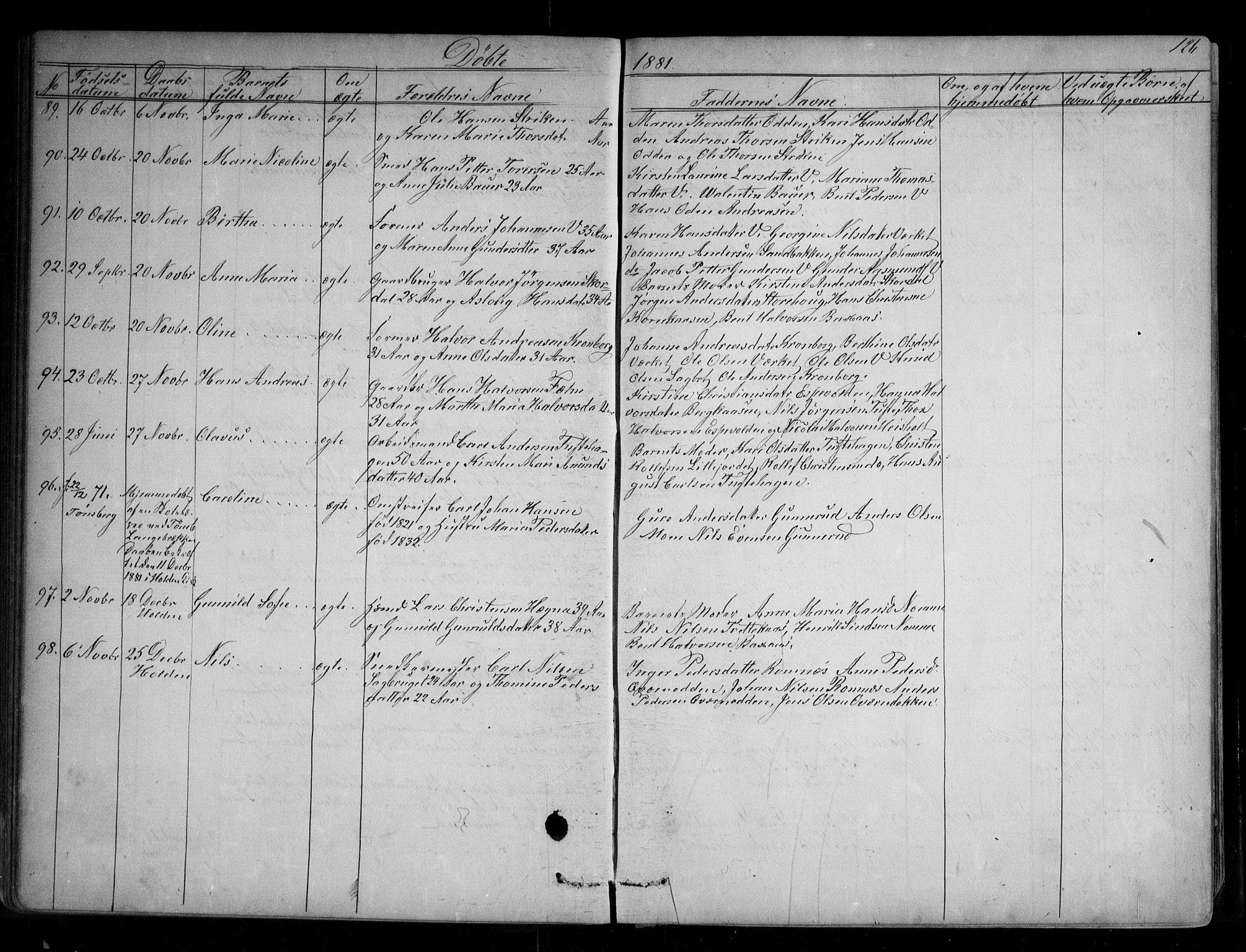 Holla kirkebøker, AV/SAKO-A-272/G/Ga/L0004: Parish register (copy) no. I 4, 1867-1890, p. 126