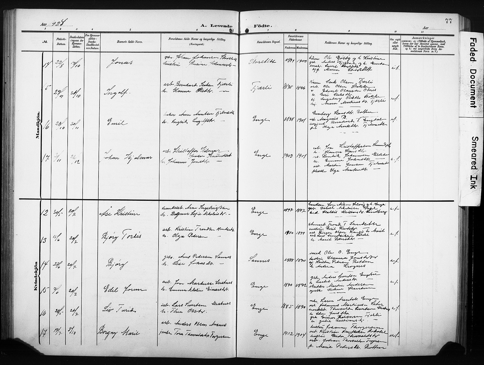 Ministerialprotokoller, klokkerbøker og fødselsregistre - Møre og Romsdal, AV/SAT-A-1454/580/L0927: Parish register (copy) no. 580C02, 1904-1932, p. 77