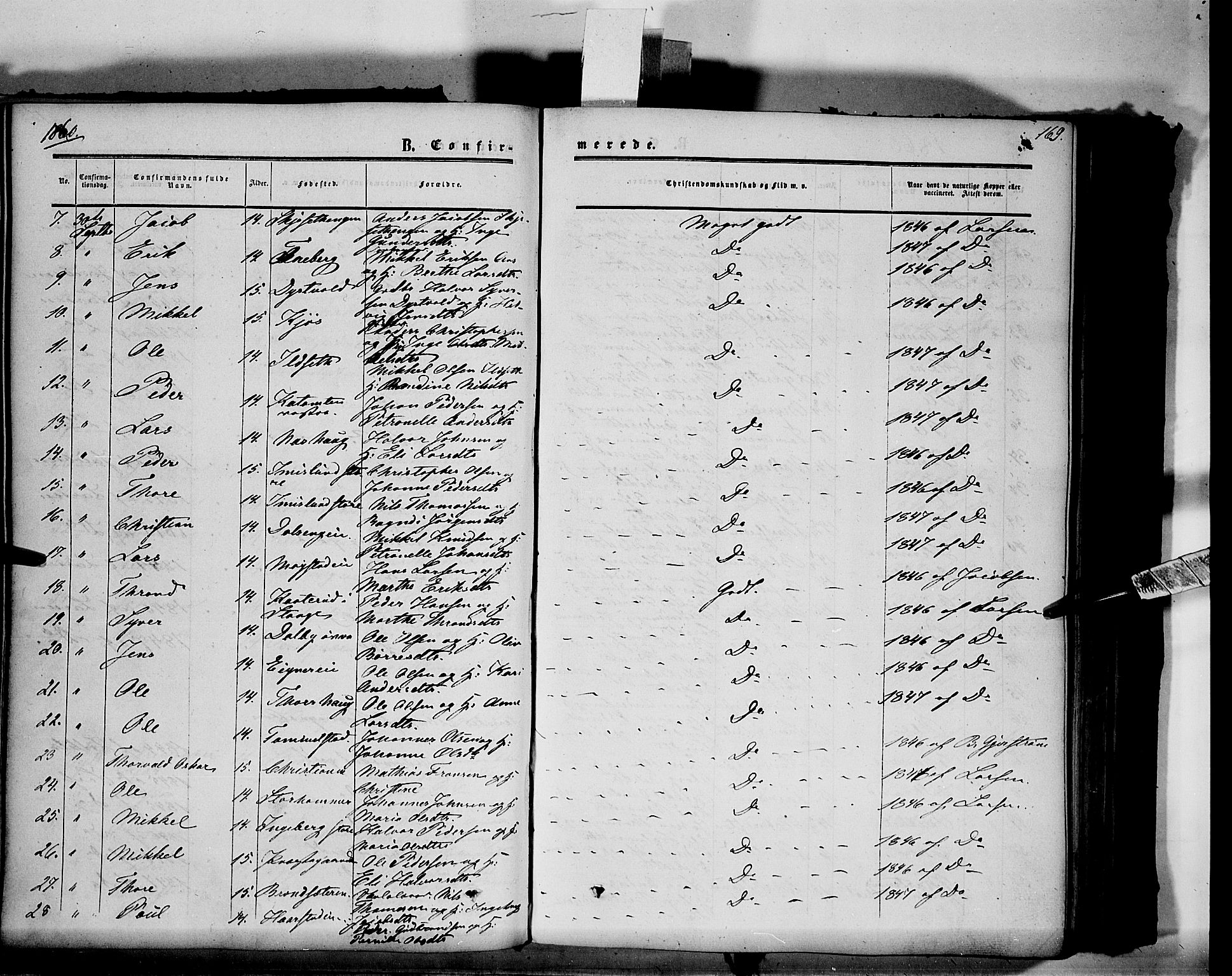 Vang prestekontor, Hedmark, SAH/PREST-008/H/Ha/Haa/L0012: Parish register (official) no. 12, 1855-1870, p. 169