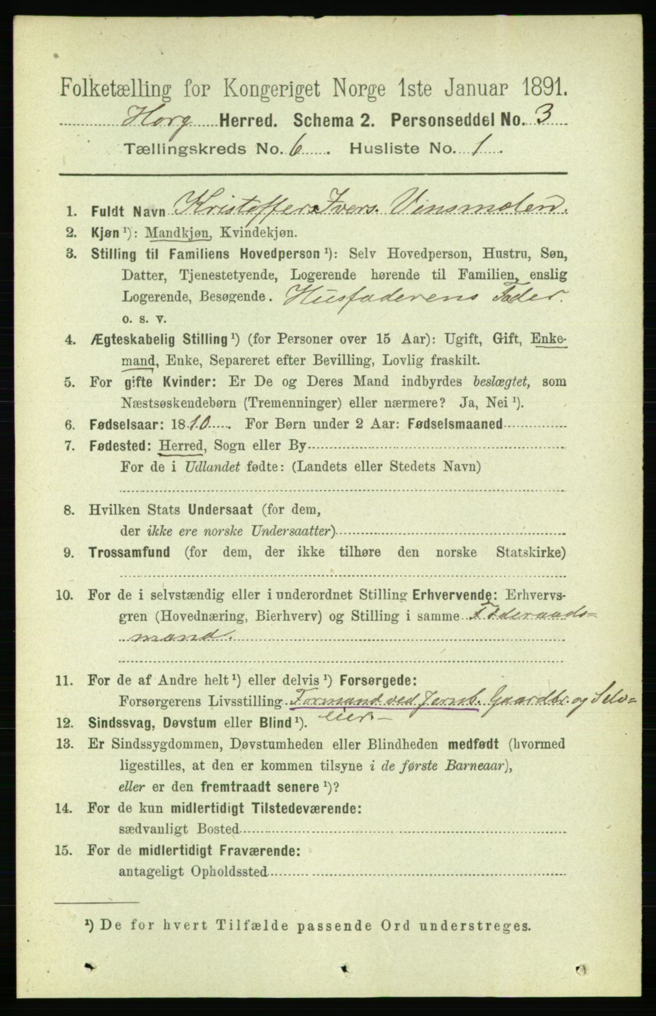 RA, 1891 census for 1650 Horg, 1891, p. 2408