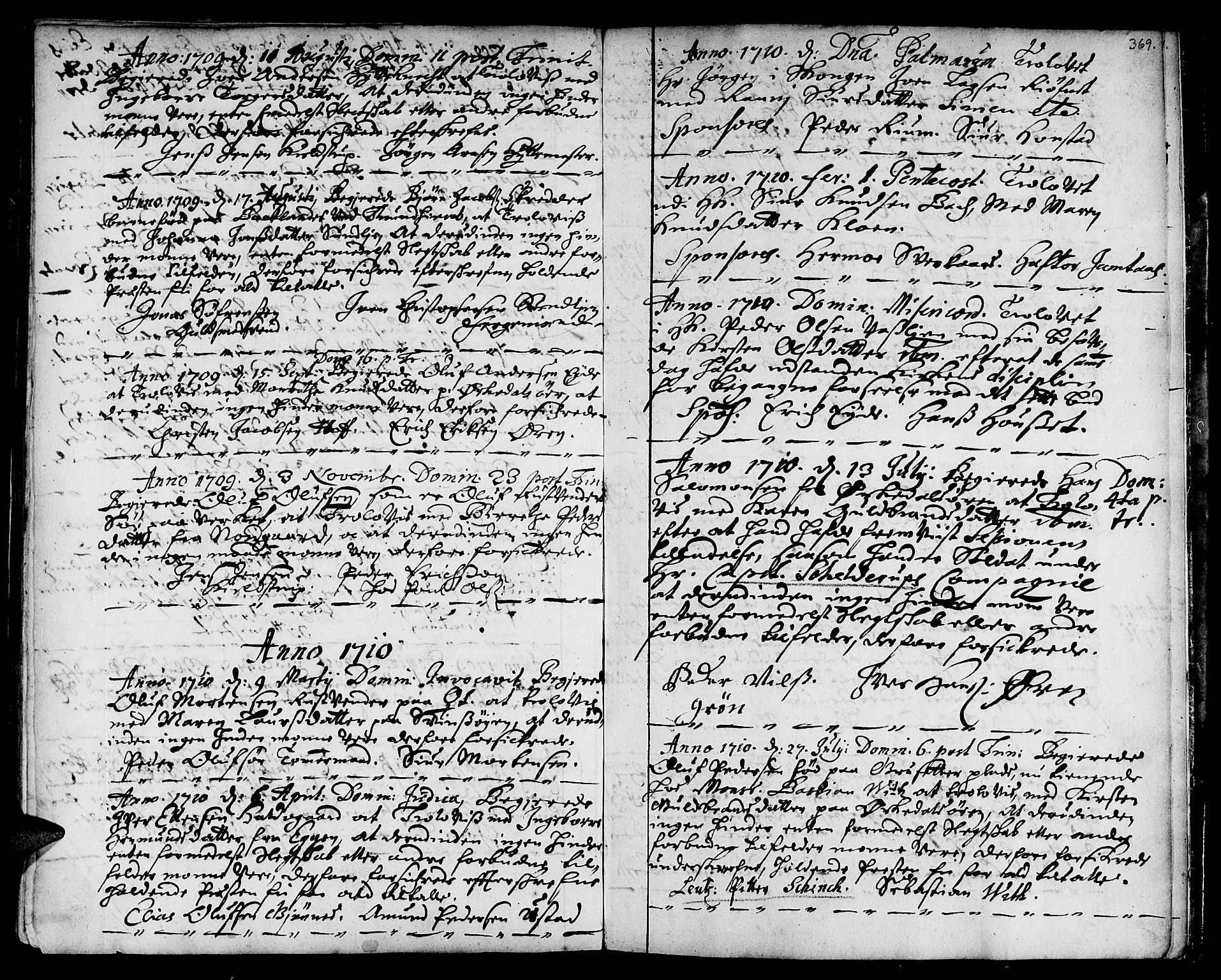 Ministerialprotokoller, klokkerbøker og fødselsregistre - Sør-Trøndelag, SAT/A-1456/668/L0801: Parish register (official) no. 668A01, 1695-1716, p. 368-369