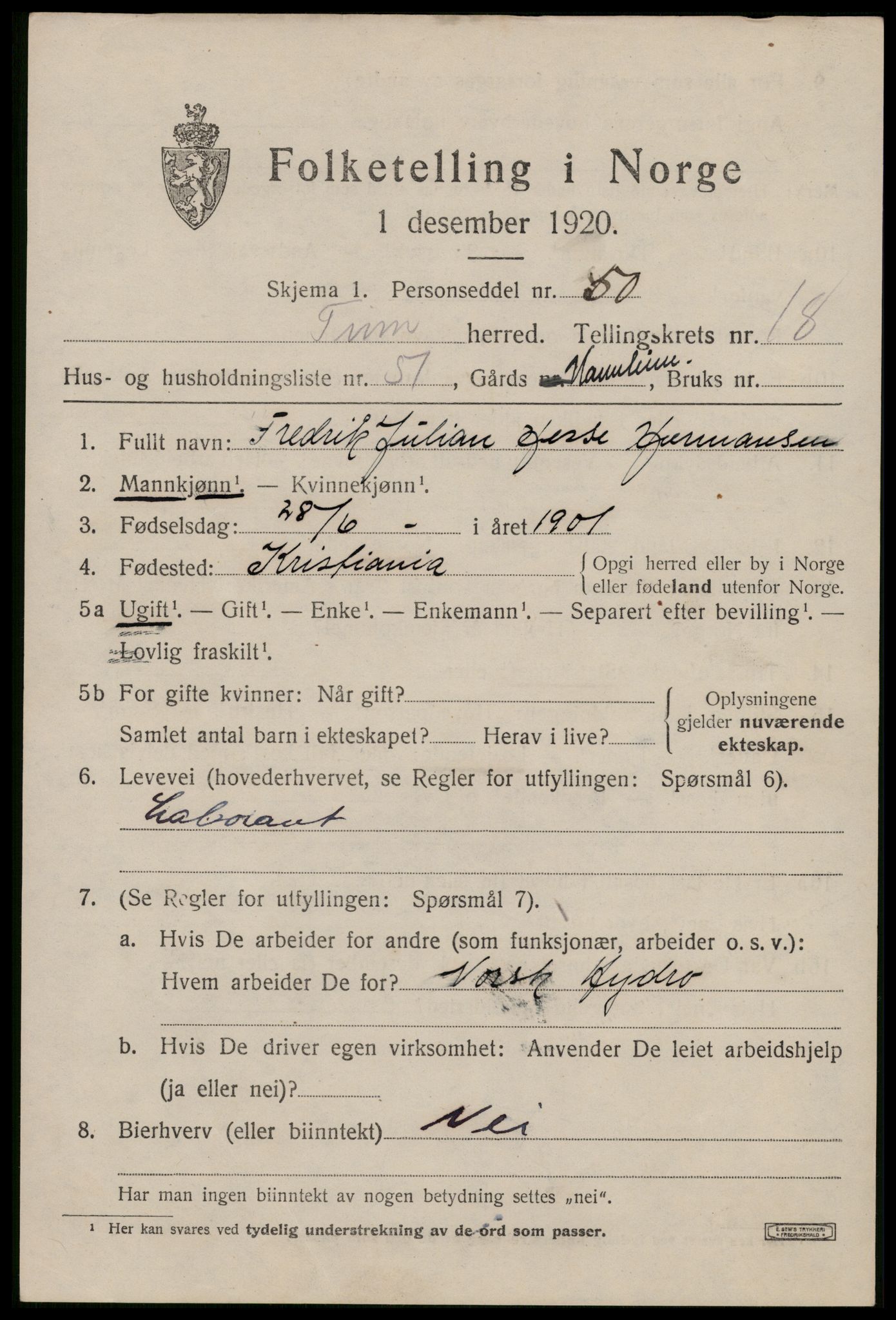 SAKO, 1920 census for Tinn, 1920, p. 24902