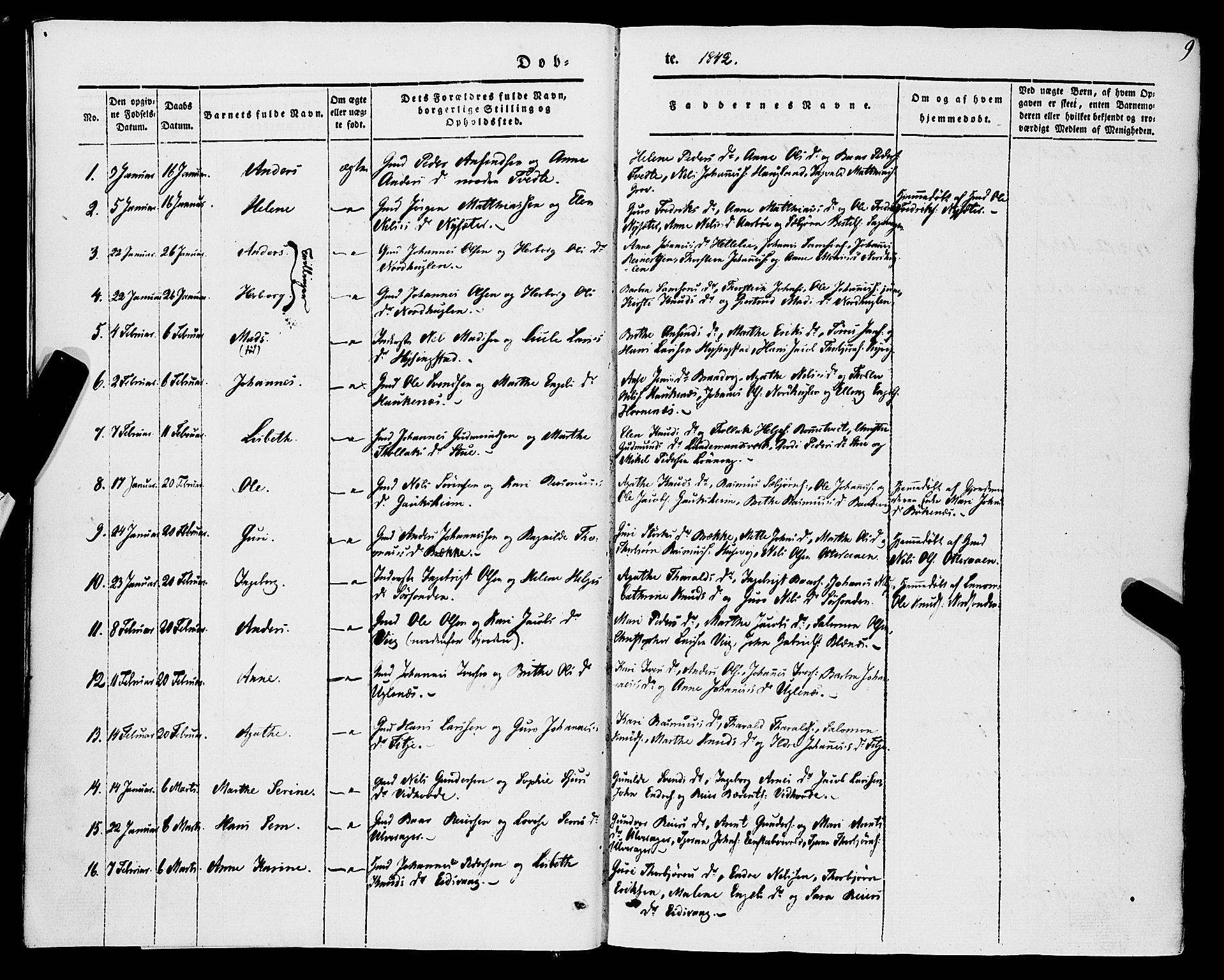 Stord sokneprestembete, SAB/A-78201/H/Haa: Parish register (official) no. A 7, 1841-1861, p. 9