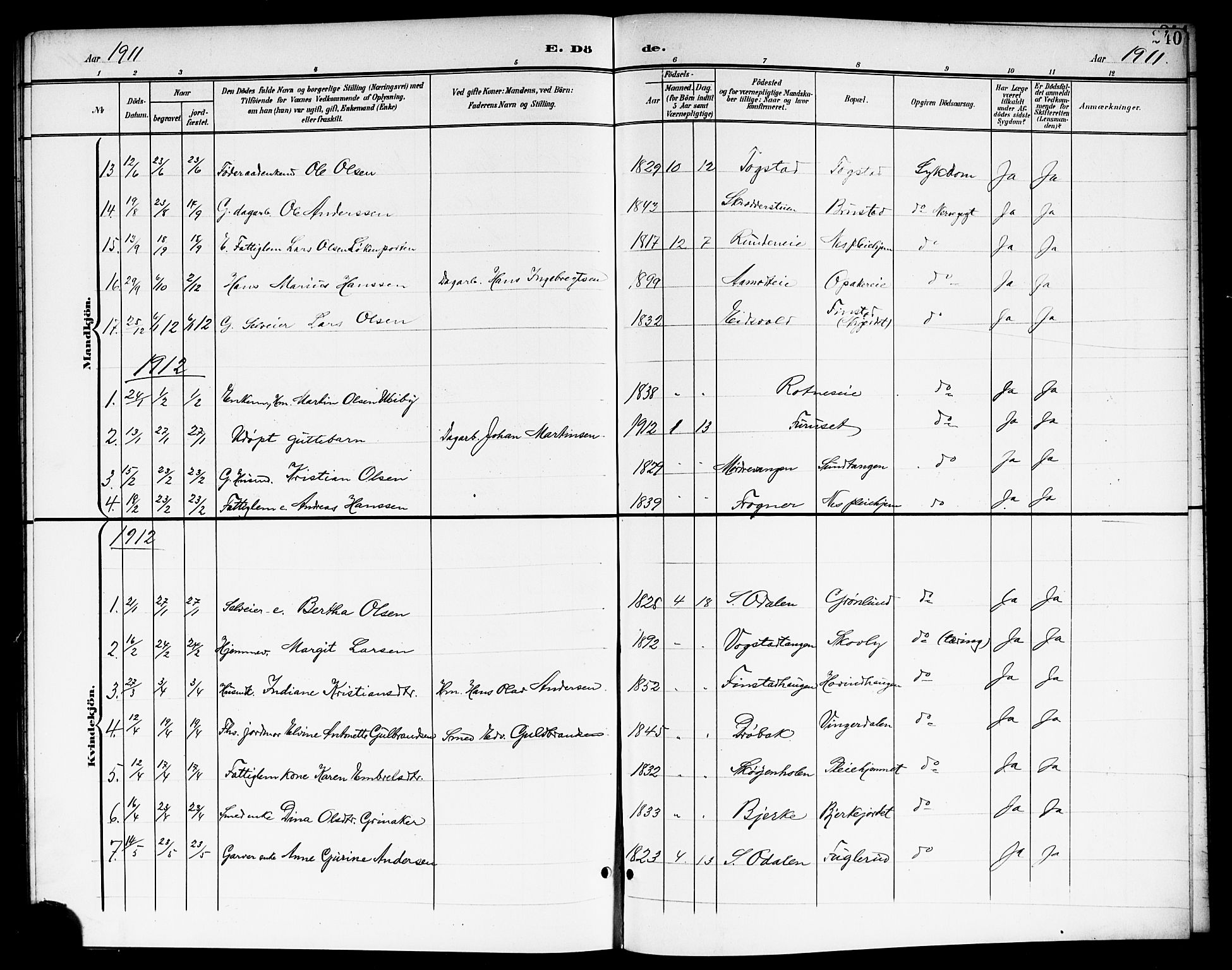 Nes prestekontor Kirkebøker, SAO/A-10410/G/Ga/L0002: Parish register (copy) no. I 2, 1901-1912, p. 240