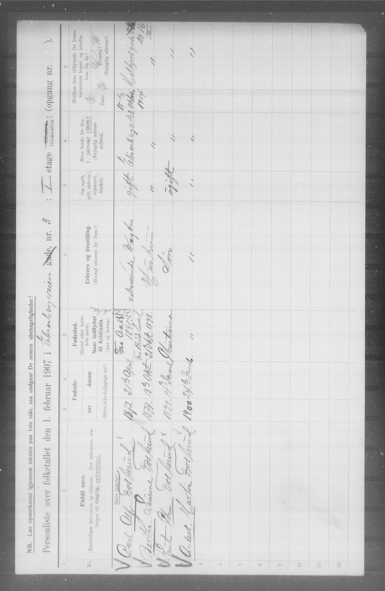 OBA, Municipal Census 1907 for Kristiania, 1907, p. 10305