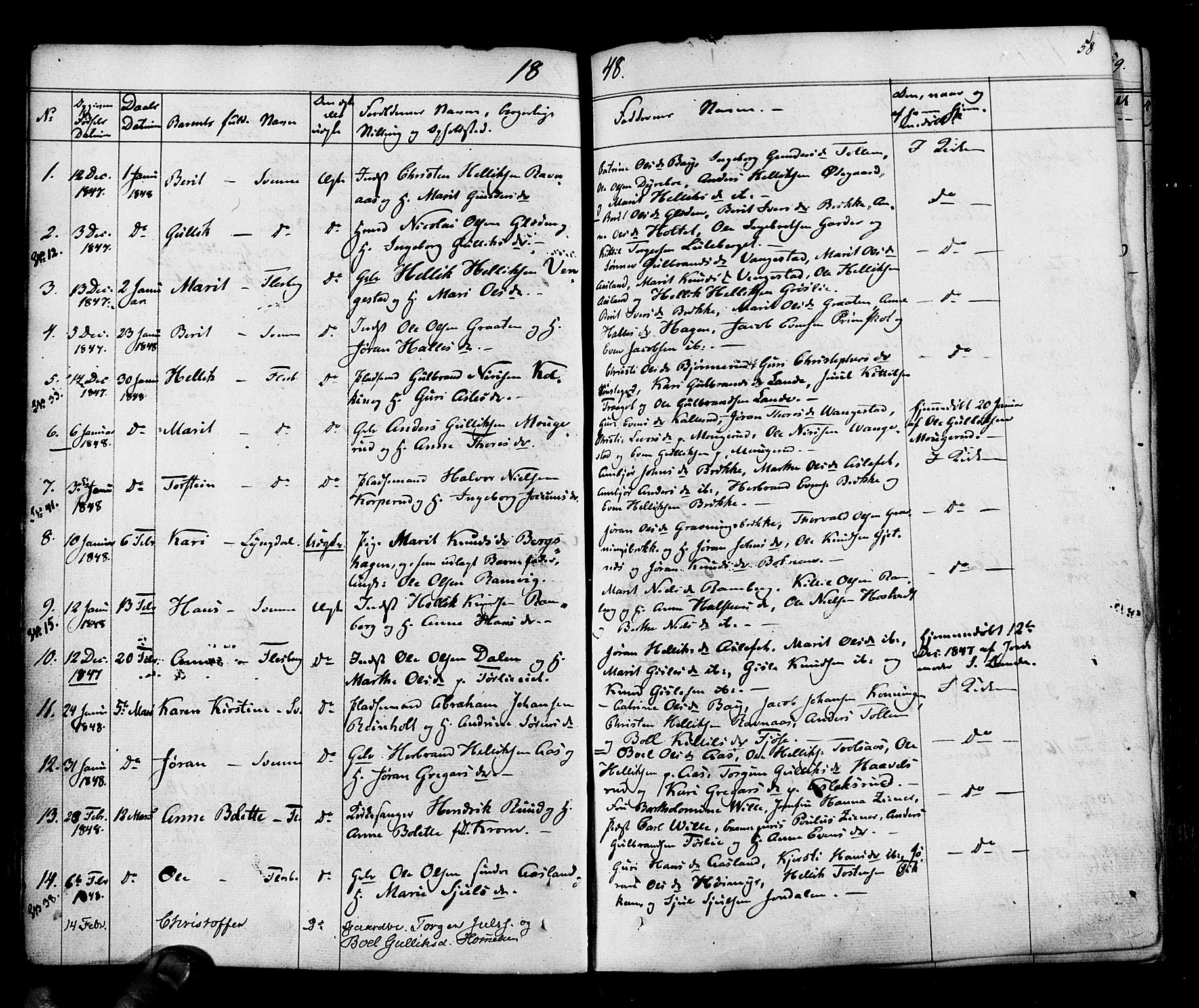Flesberg kirkebøker, SAKO/A-18/F/Fa/L0006: Parish register (official) no. I 6, 1834-1860, p. 58