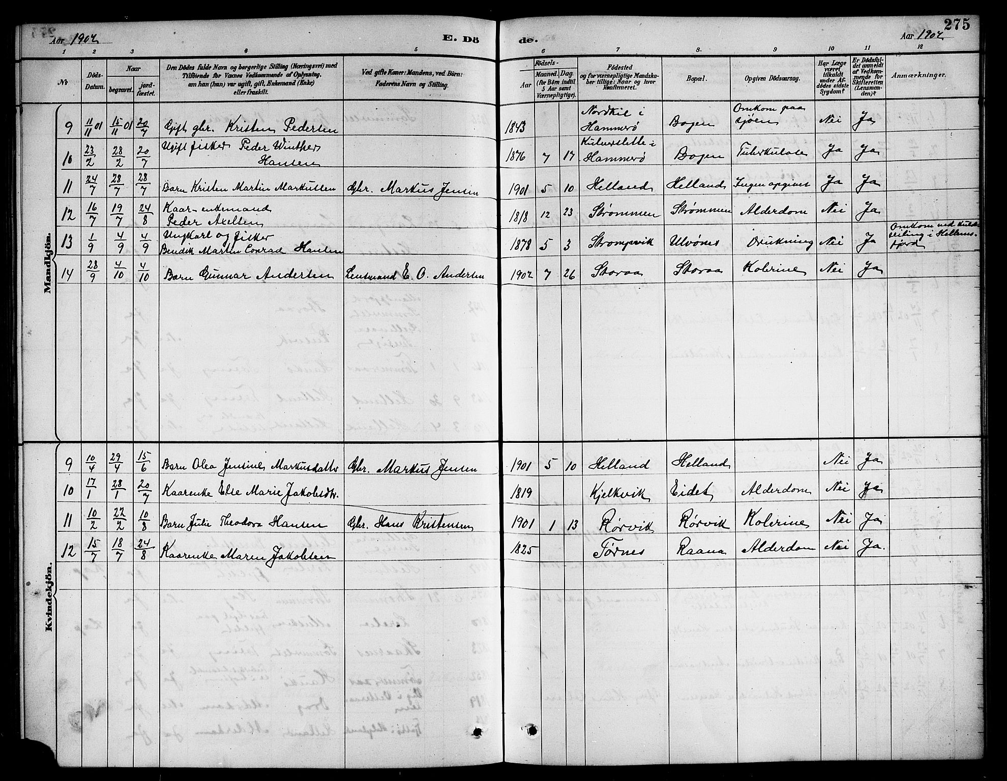 Ministerialprotokoller, klokkerbøker og fødselsregistre - Nordland, AV/SAT-A-1459/861/L0876: Parish register (copy) no. 861C02, 1887-1903, p. 275