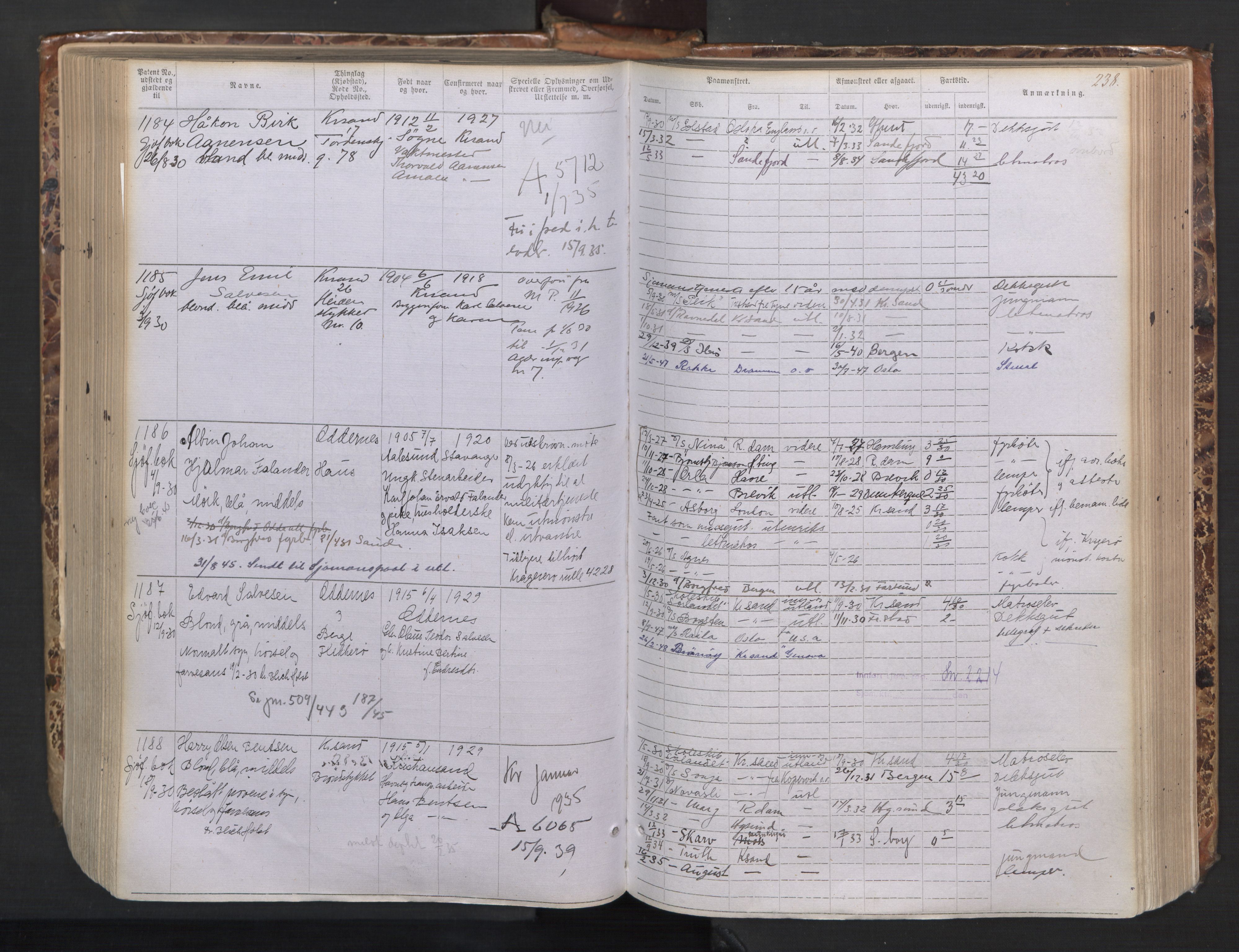 Kristiansand mønstringskrets, AV/SAK-2031-0015/F/Fa/L0008: Annotasjonsrulle nr 1-1330 med register, I-6, 1915-1948, p. 266