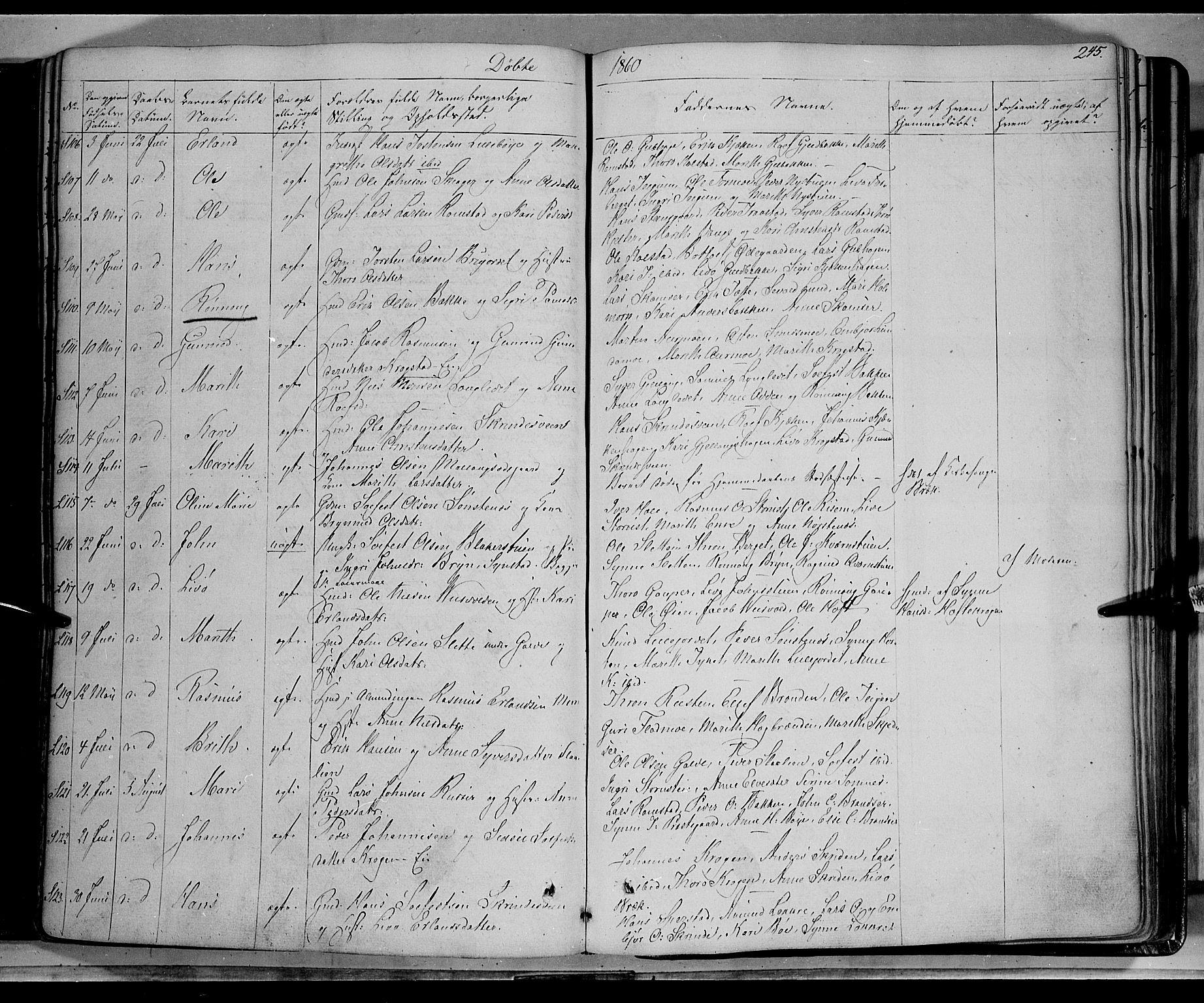 Lom prestekontor, AV/SAH-PREST-070/K/L0006: Parish register (official) no. 6A, 1837-1863, p. 245