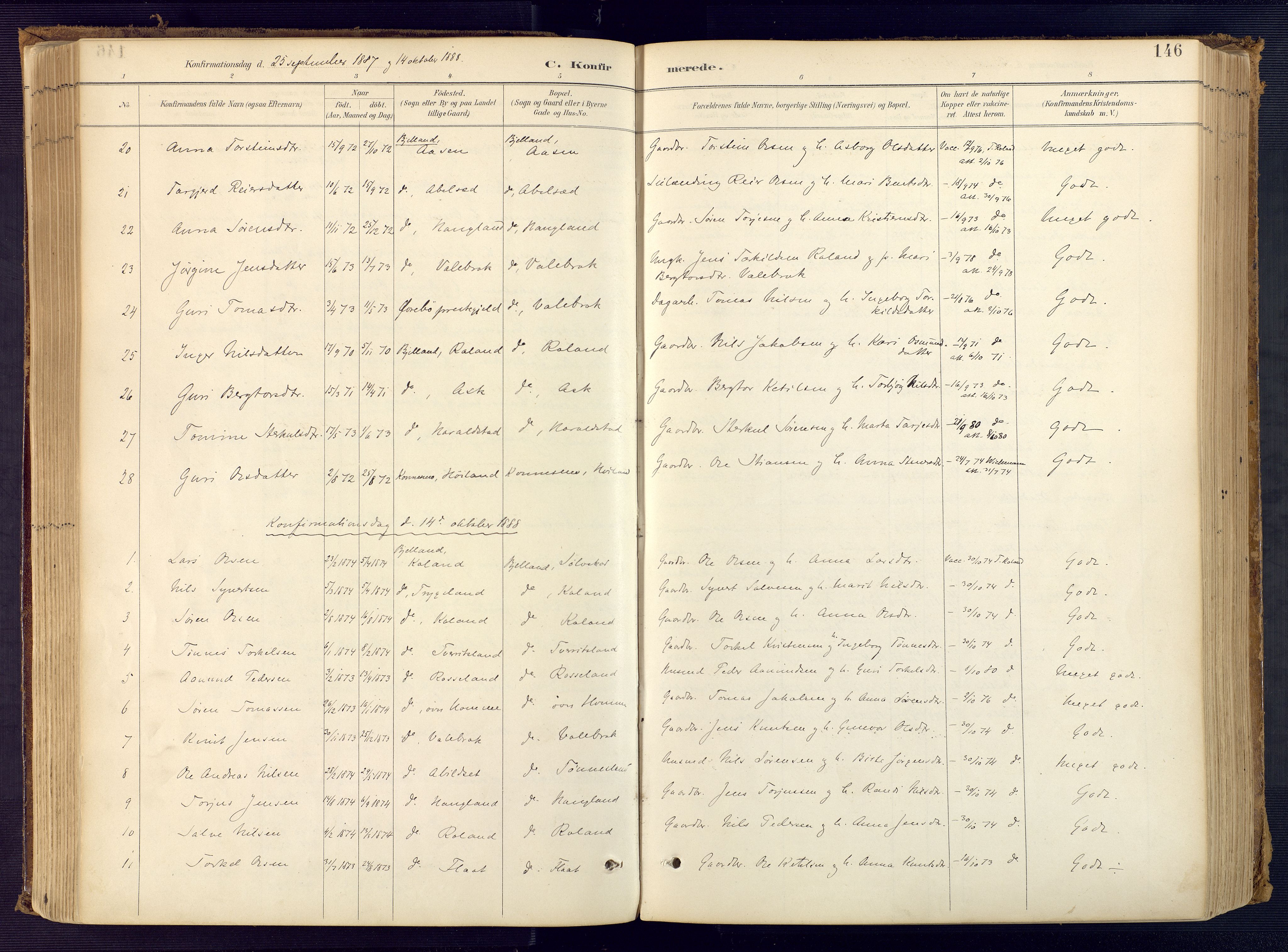 Bjelland sokneprestkontor, SAK/1111-0005/F/Fa/Faa/L0004: Parish register (official) no. A 4, 1887-1923, p. 146