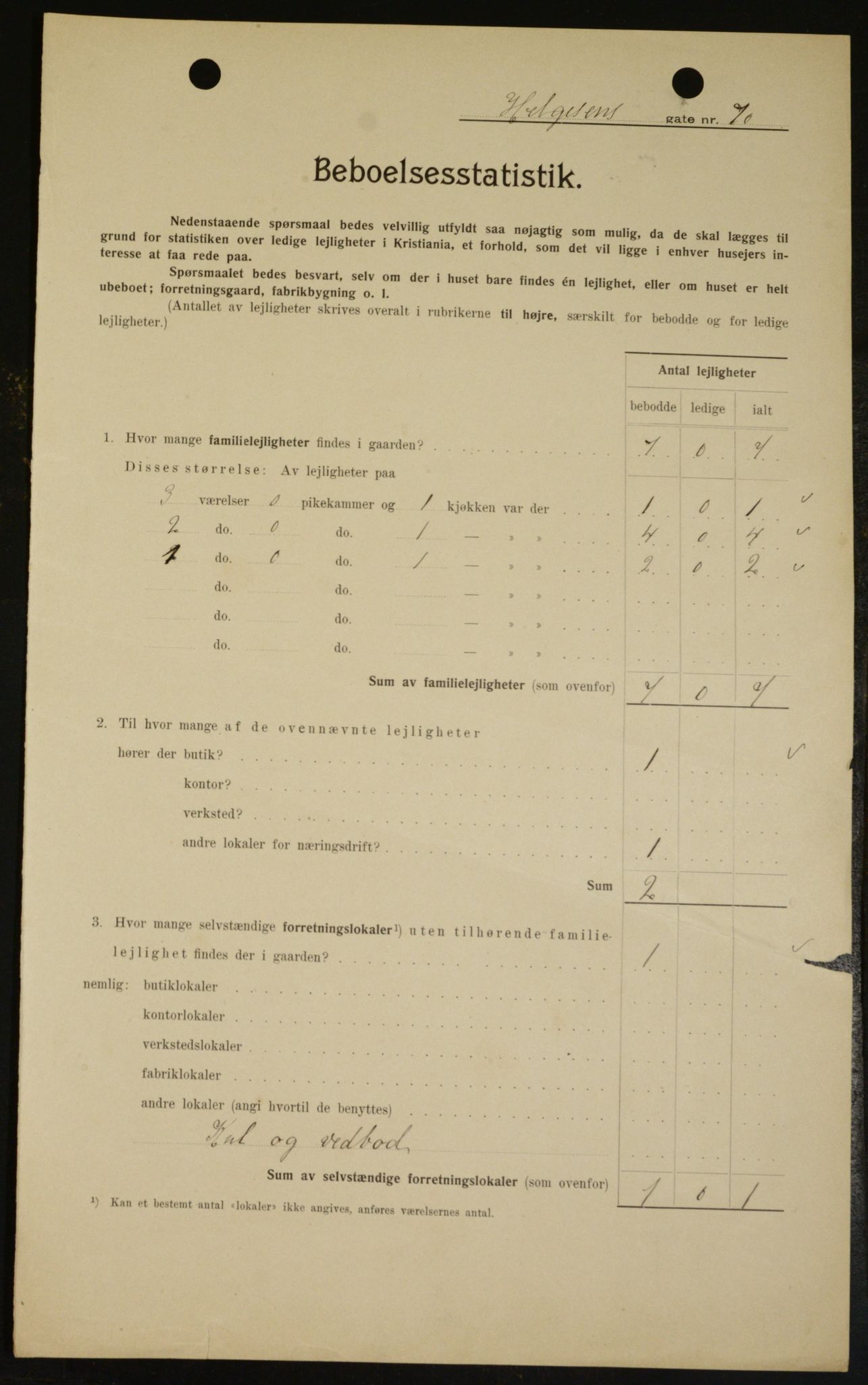 OBA, Municipal Census 1909 for Kristiania, 1909, p. 34912