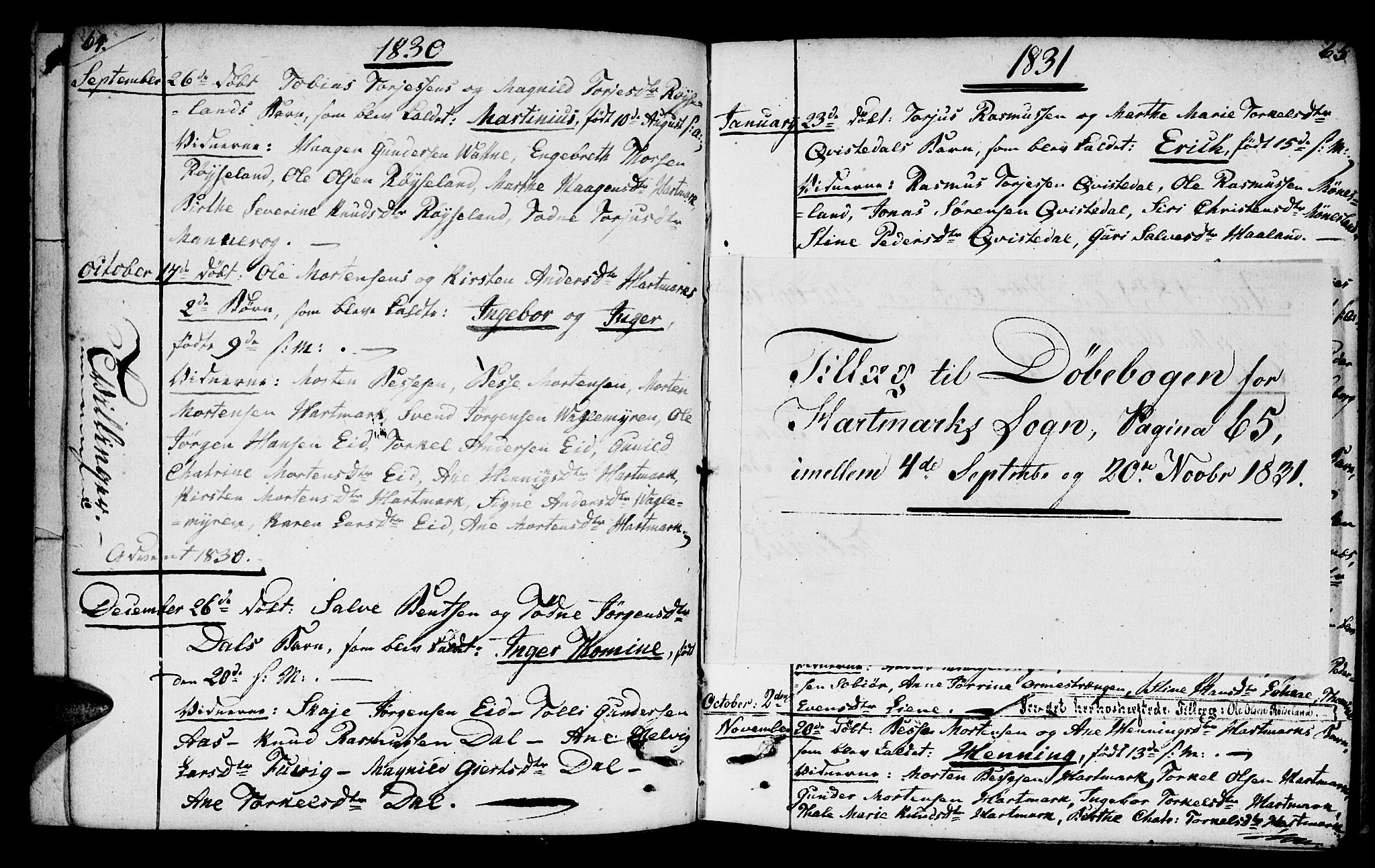 Mandal sokneprestkontor, SAK/1111-0030/F/Fb/Fbb/L0001: Parish register (copy) no. B 1, 1802-1846, p. 64-65