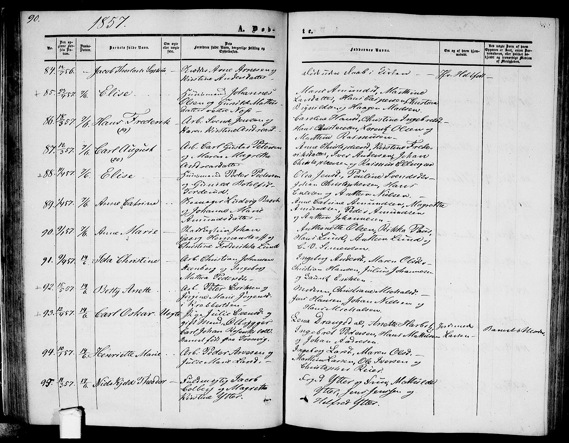 Moss prestekontor Kirkebøker, AV/SAO-A-2003/G/Ga/L0002: Parish register (copy) no. I 2, 1852-1871, p. 90