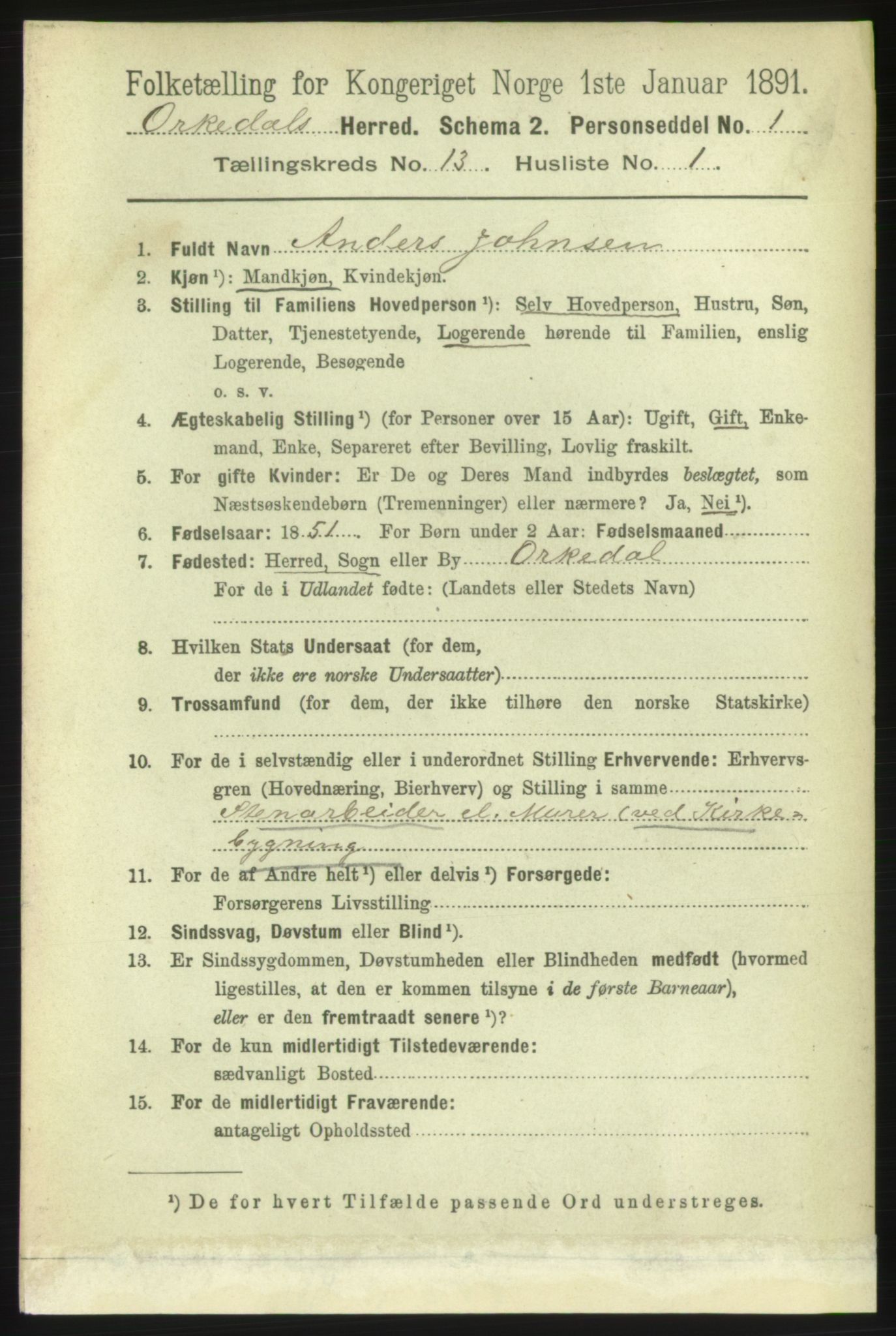 RA, 1891 census for 1638 Orkdal, 1891, p. 6015