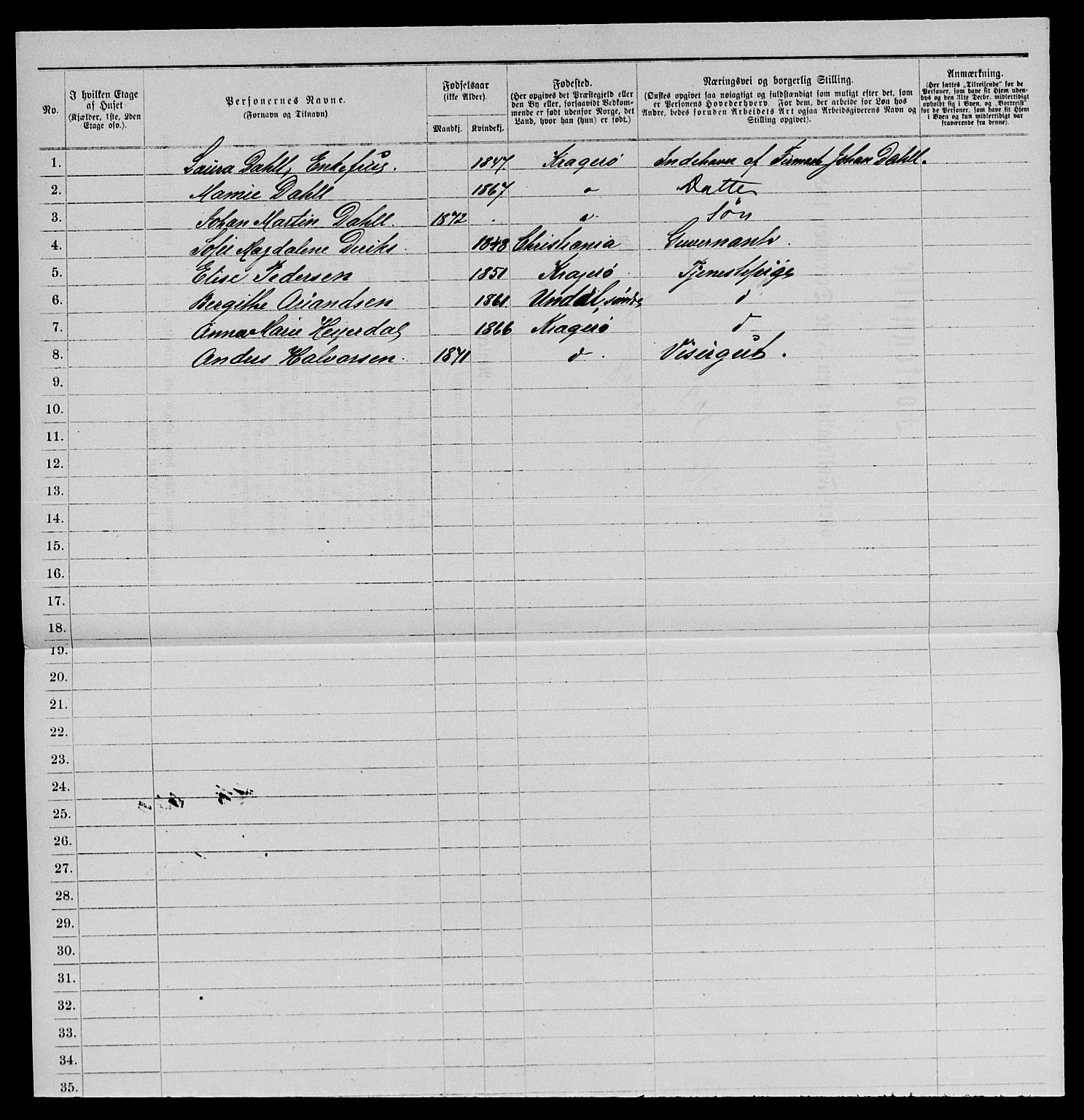 SAKO, 1885 census for 0801 Kragerø, 1885, p. 1117