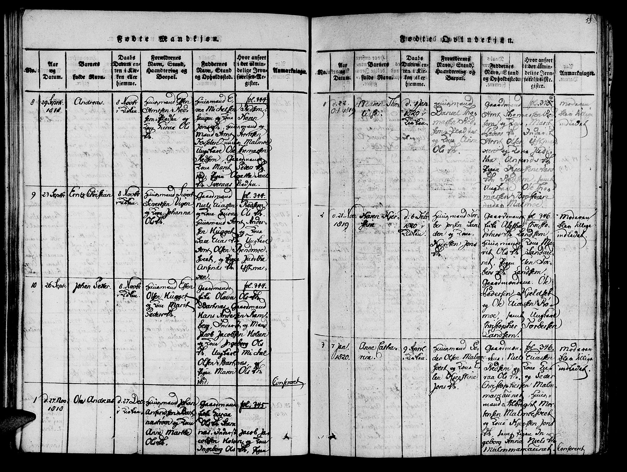 Ministerialprotokoller, klokkerbøker og fødselsregistre - Nord-Trøndelag, SAT/A-1458/741/L0387: Parish register (official) no. 741A03 /2, 1817-1822, p. 53