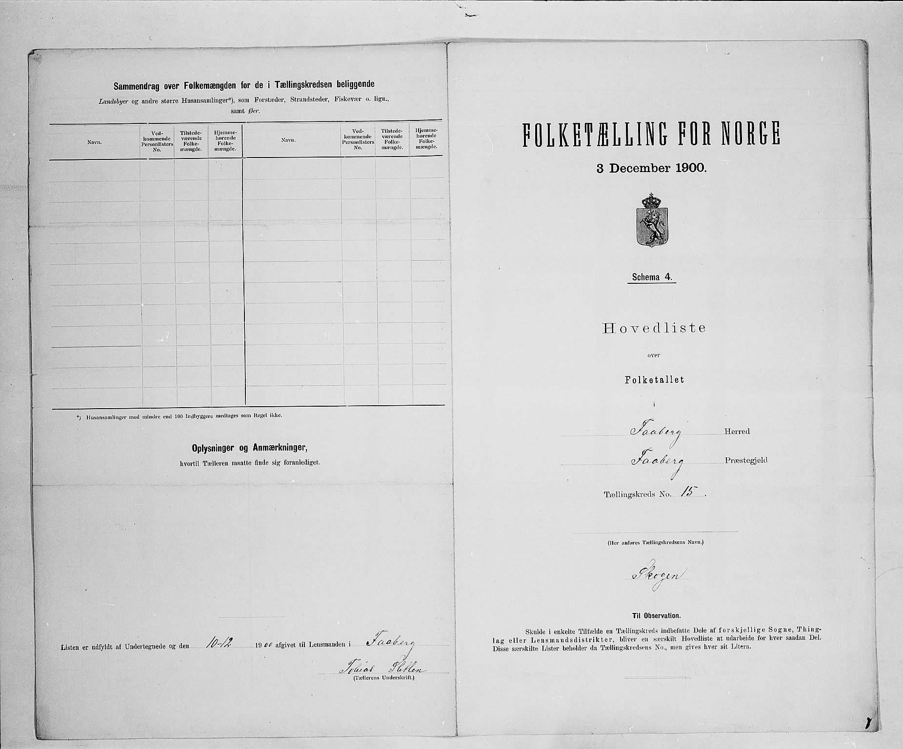 SAH, 1900 census for Fåberg, 1900, p. 60