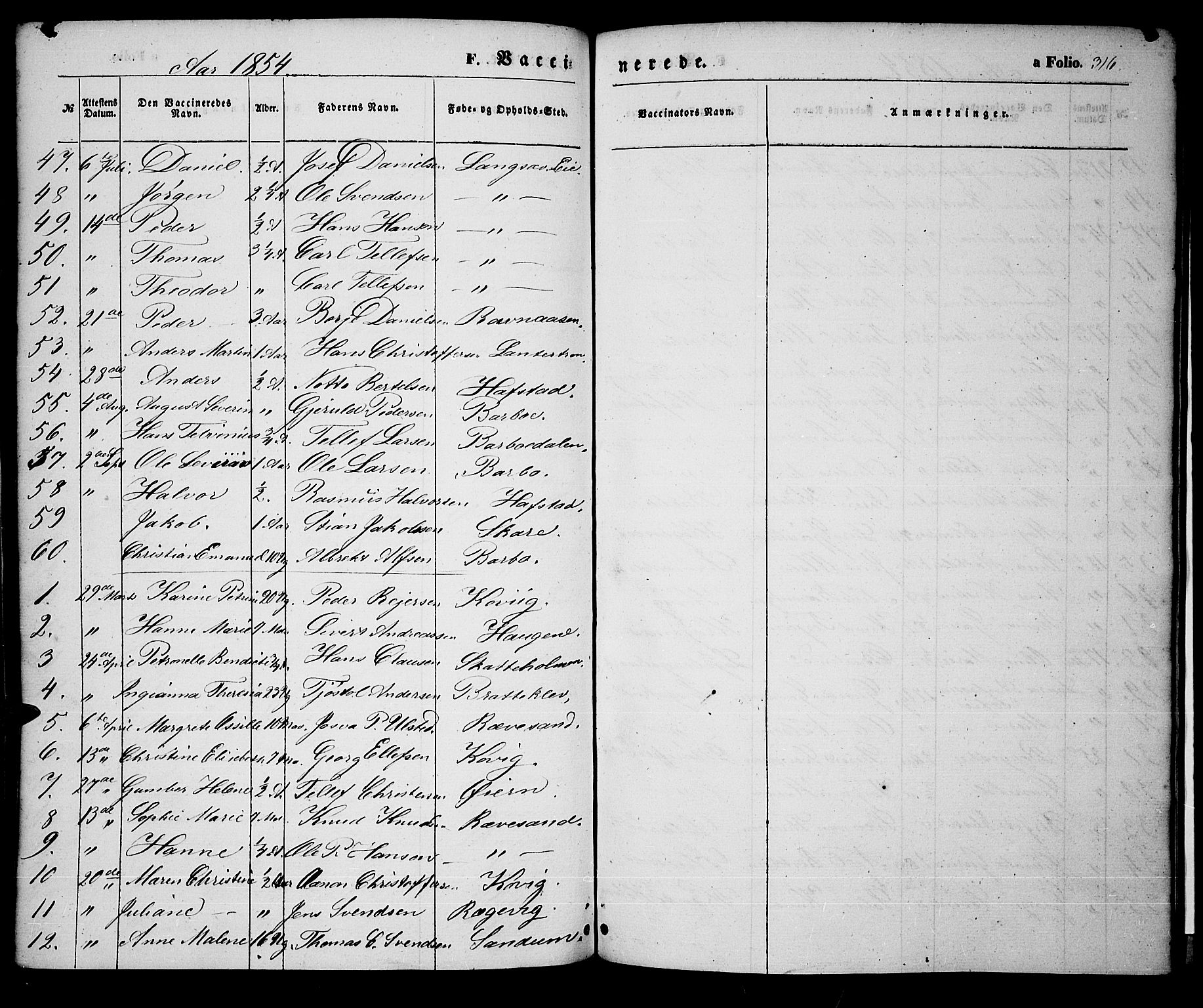 Tromøy sokneprestkontor, SAK/1111-0041/F/Fa/L0005: Parish register (official) no. A 5, 1847-1856, p. 316