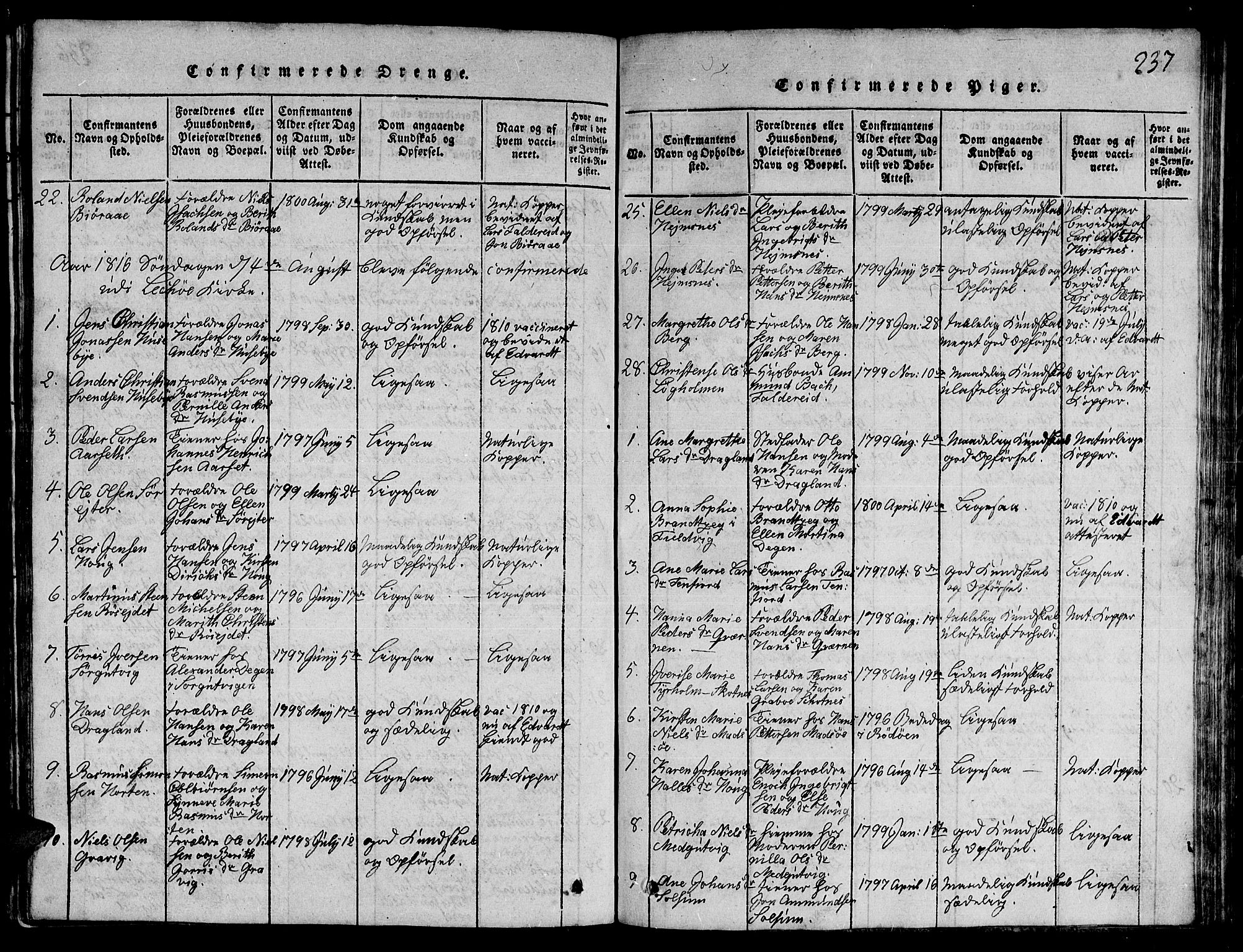 Ministerialprotokoller, klokkerbøker og fødselsregistre - Nord-Trøndelag, AV/SAT-A-1458/780/L0648: Parish register (copy) no. 780C01 /1, 1815-1870, p. 237