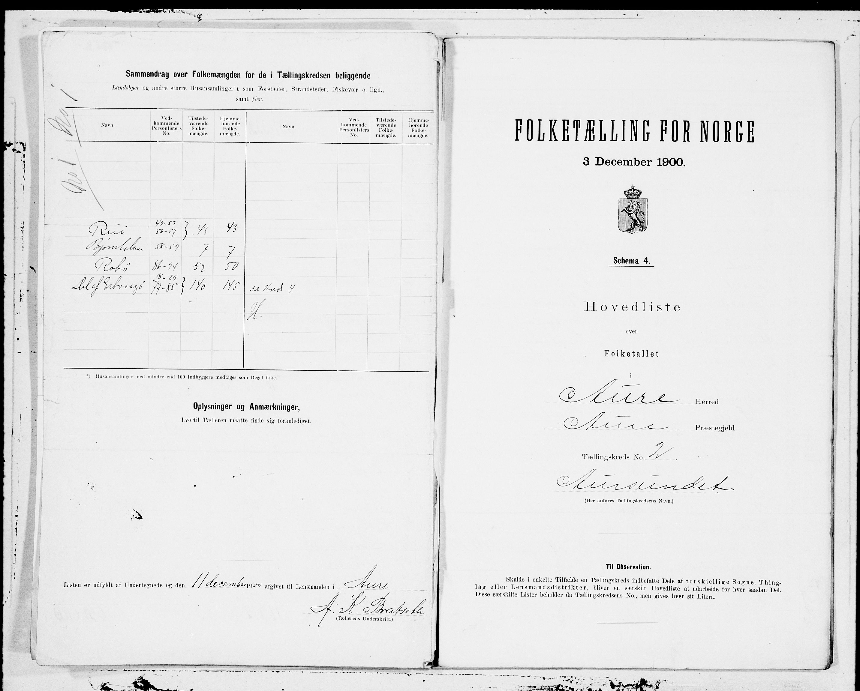 SAT, 1900 census for Aure, 1900, p. 4