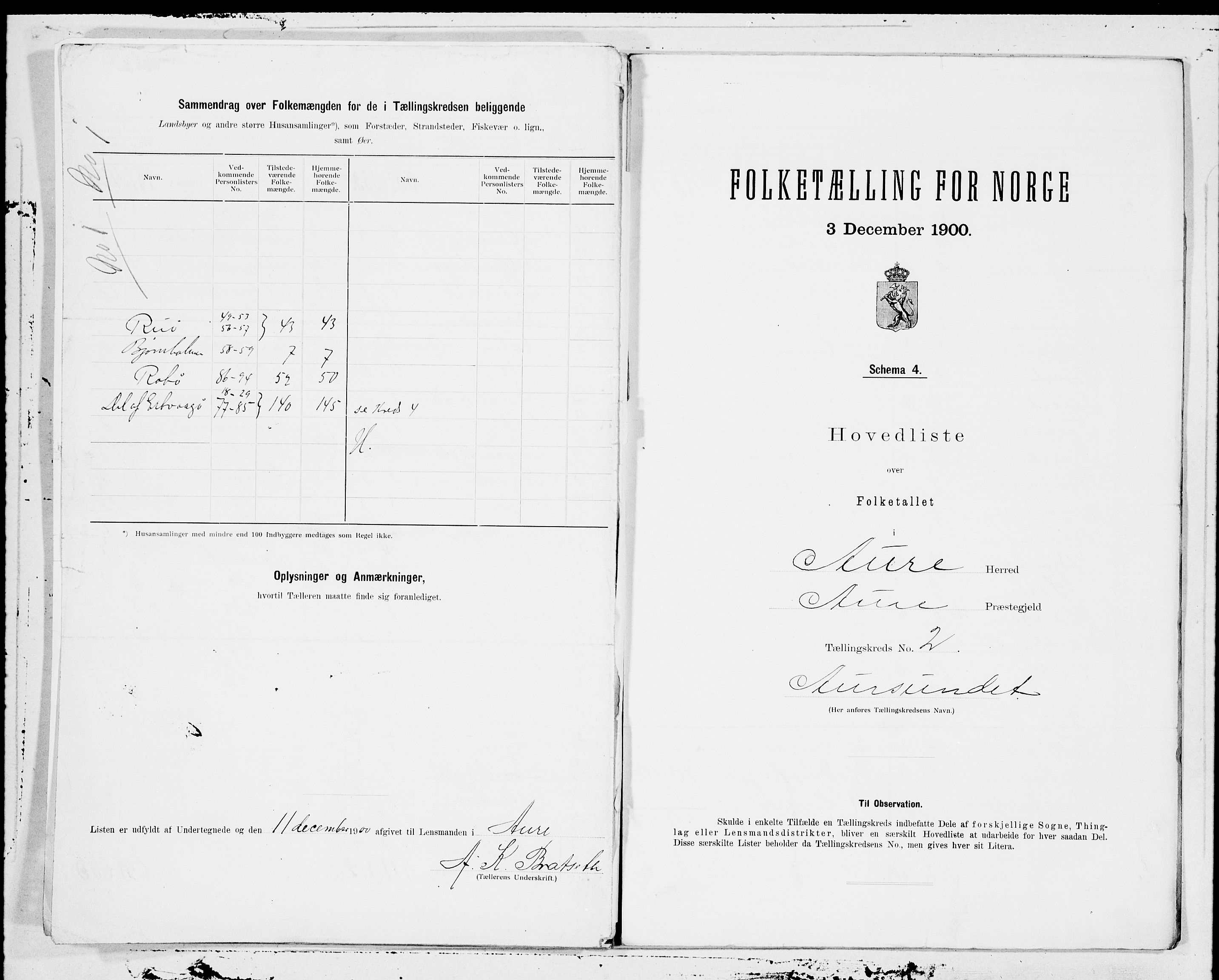 SAT, 1900 census for Aure, 1900, p. 4