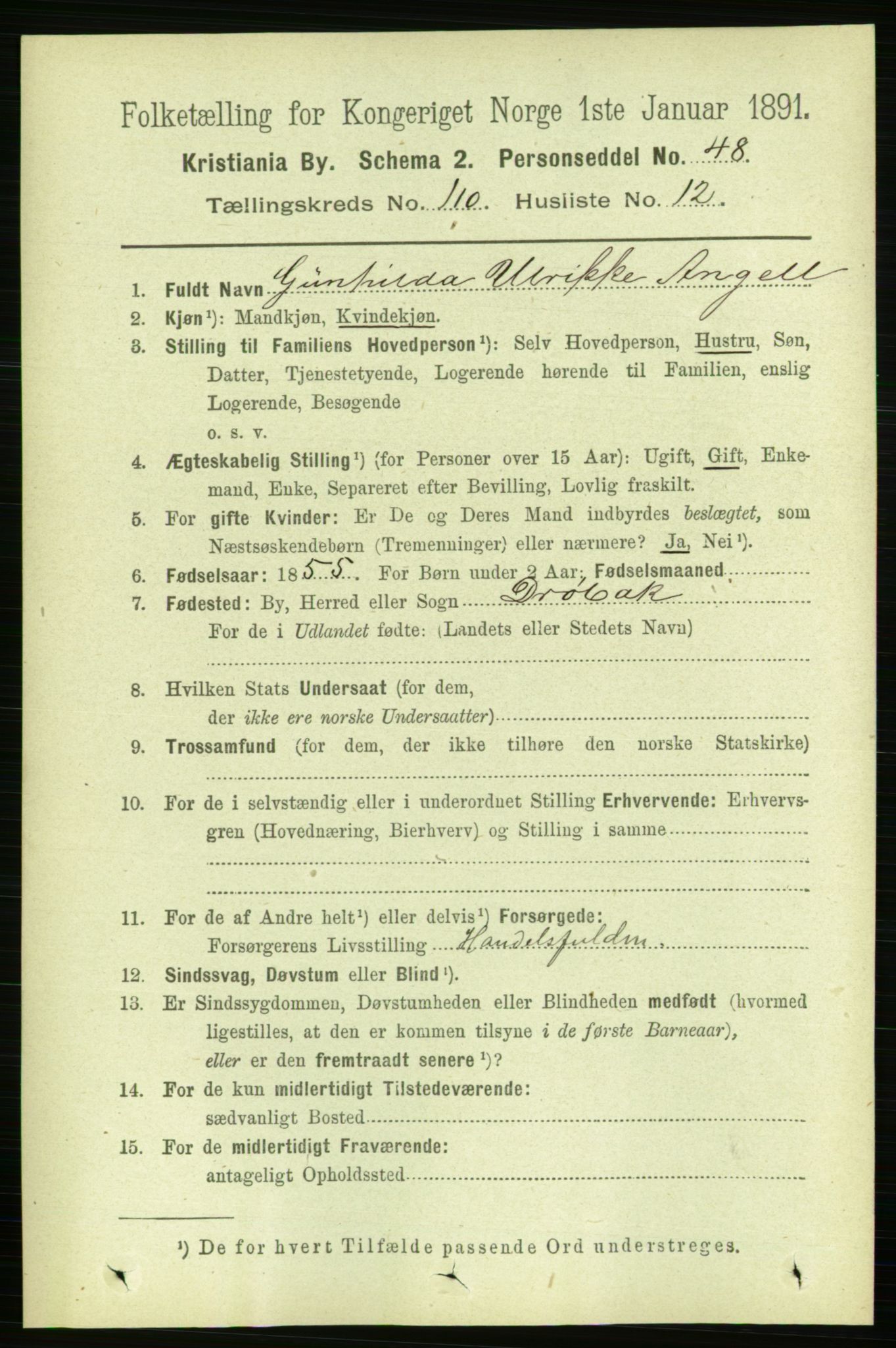 RA, 1891 census for 0301 Kristiania, 1891, p. 57487