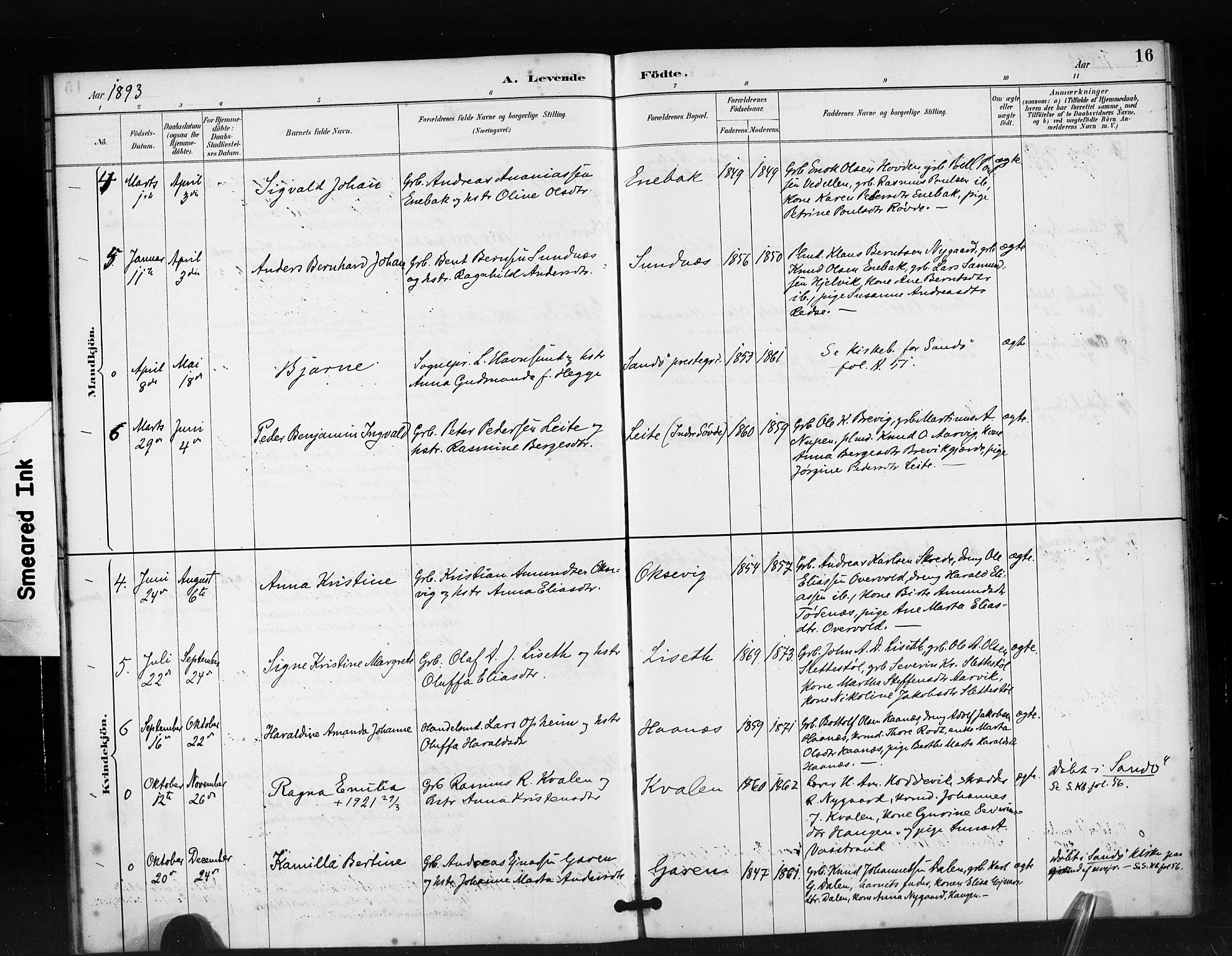 Ministerialprotokoller, klokkerbøker og fødselsregistre - Møre og Romsdal, AV/SAT-A-1454/504/L0056: Parish register (official) no. 504A03, 1884-1904, p. 16