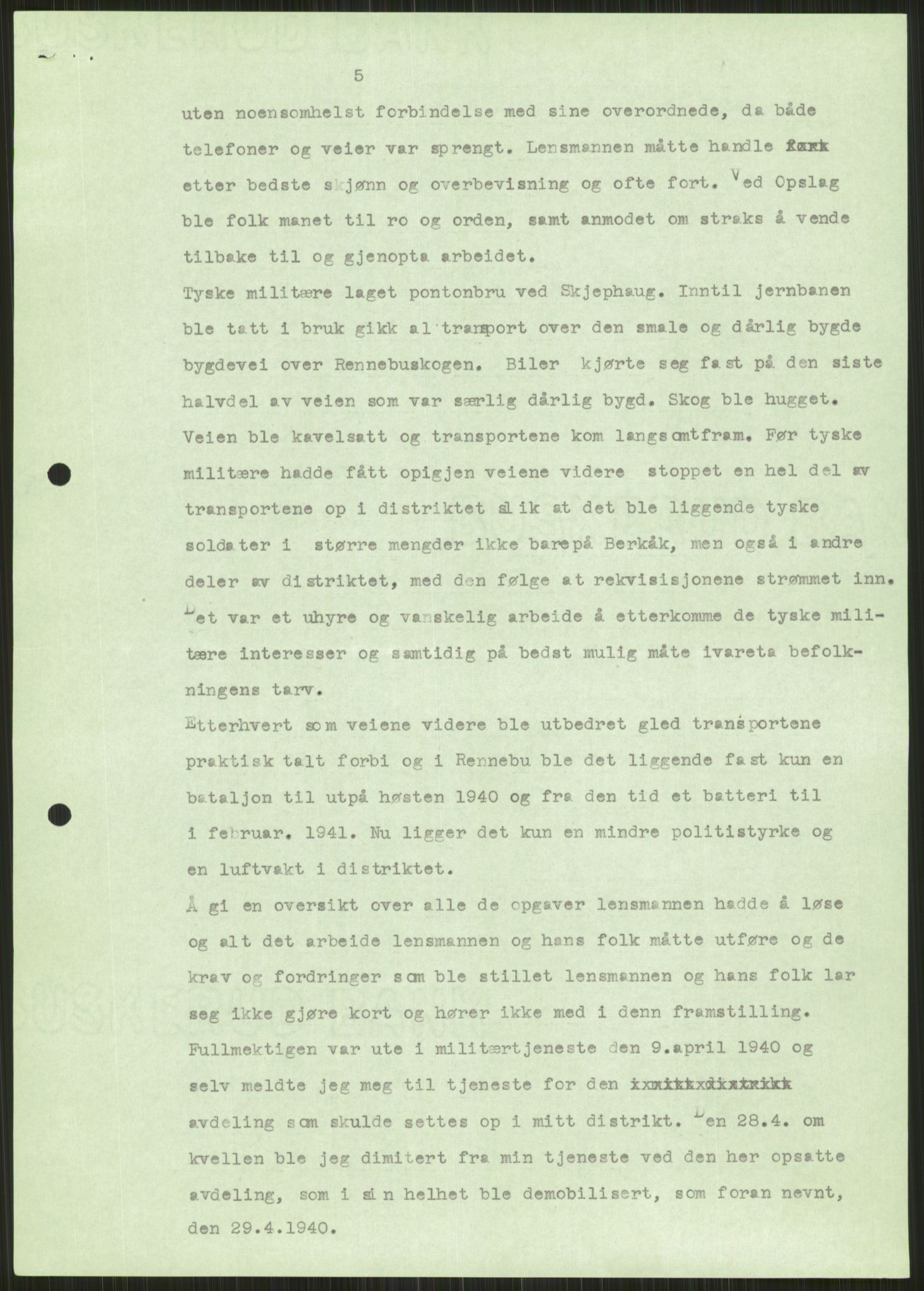 Forsvaret, Forsvarets krigshistoriske avdeling, AV/RA-RAFA-2017/Y/Ya/L0016: II-C-11-31 - Fylkesmenn.  Rapporter om krigsbegivenhetene 1940., 1940, p. 93