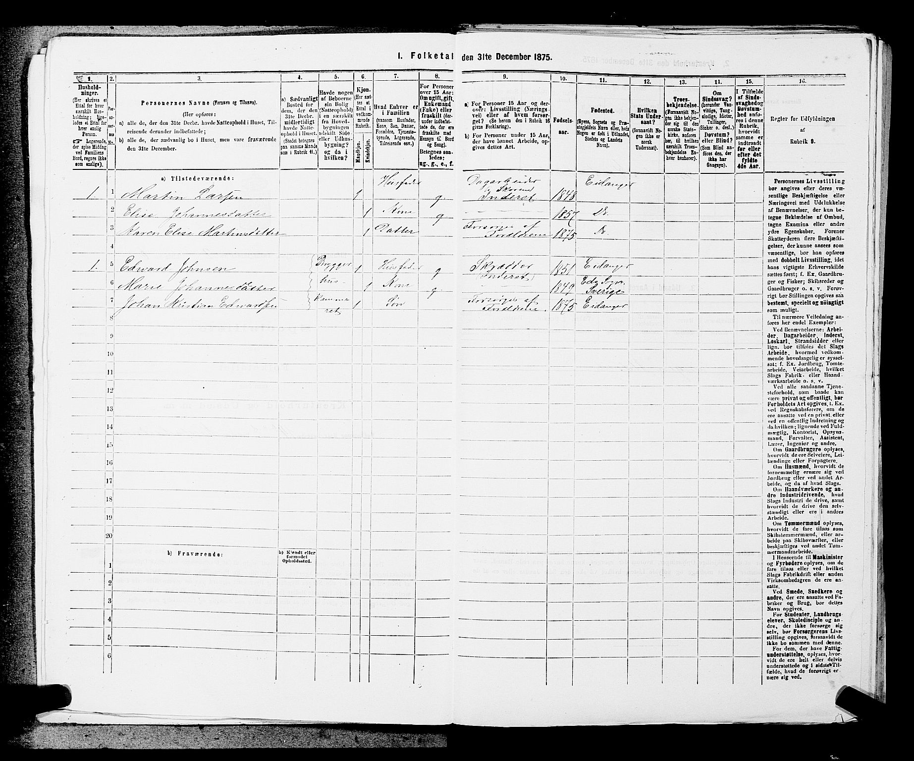 SAKO, 1875 census for 0813P Eidanger, 1875, p. 275