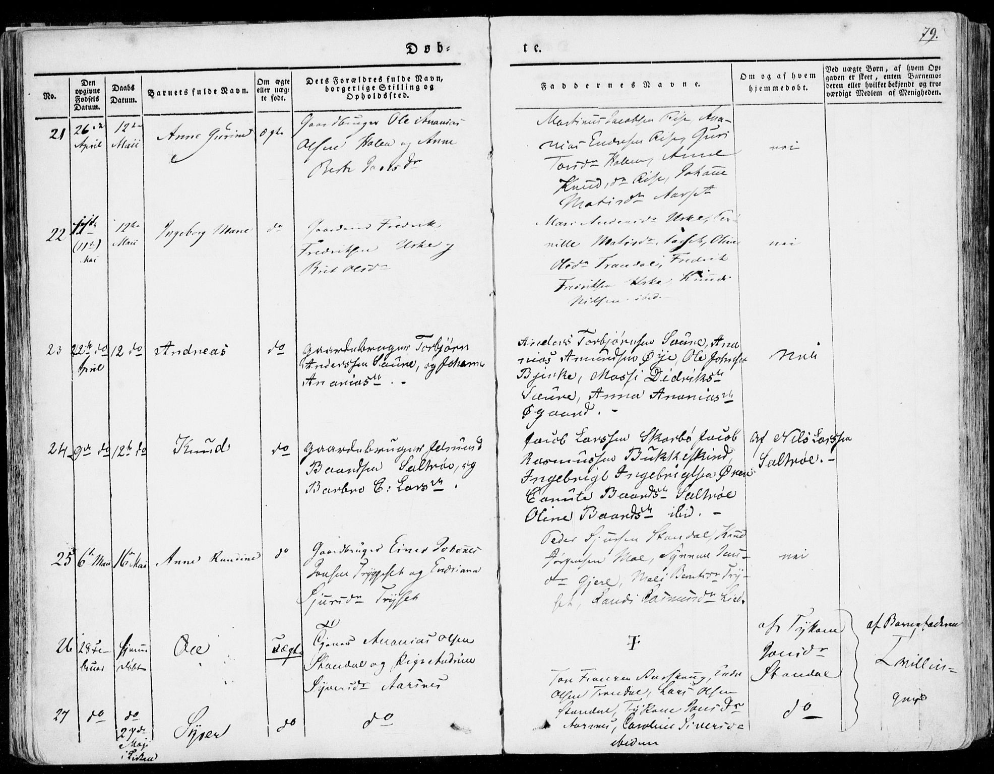 Ministerialprotokoller, klokkerbøker og fødselsregistre - Møre og Romsdal, AV/SAT-A-1454/515/L0208: Parish register (official) no. 515A04, 1830-1846, p. 79