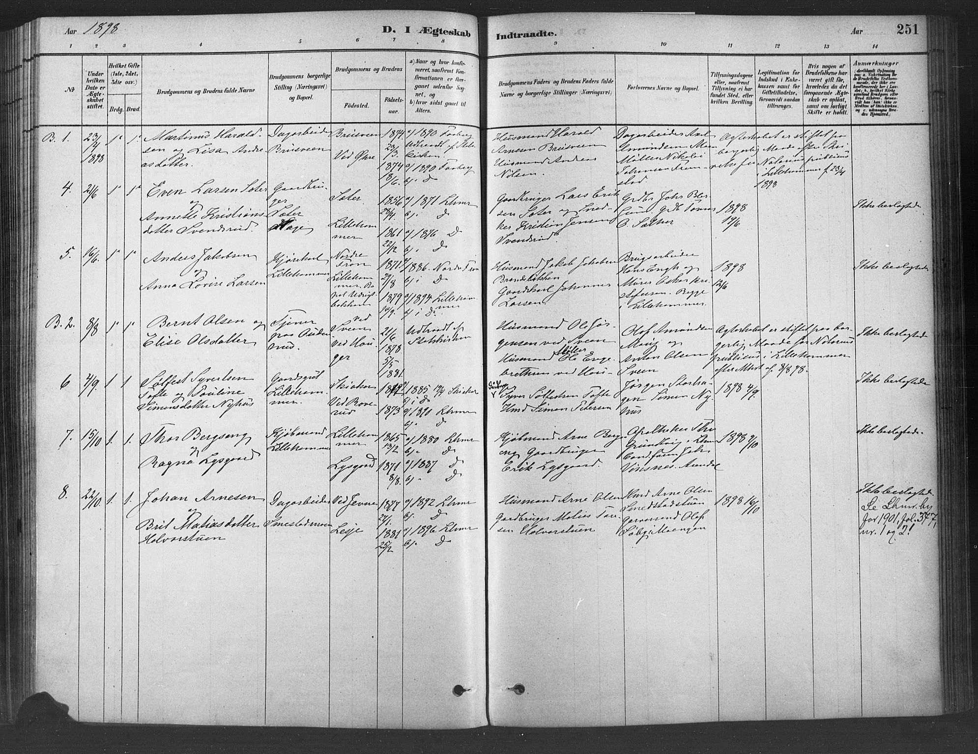 Fåberg prestekontor, SAH/PREST-086/H/Ha/Haa/L0009: Parish register (official) no. 9, 1879-1898, p. 251
