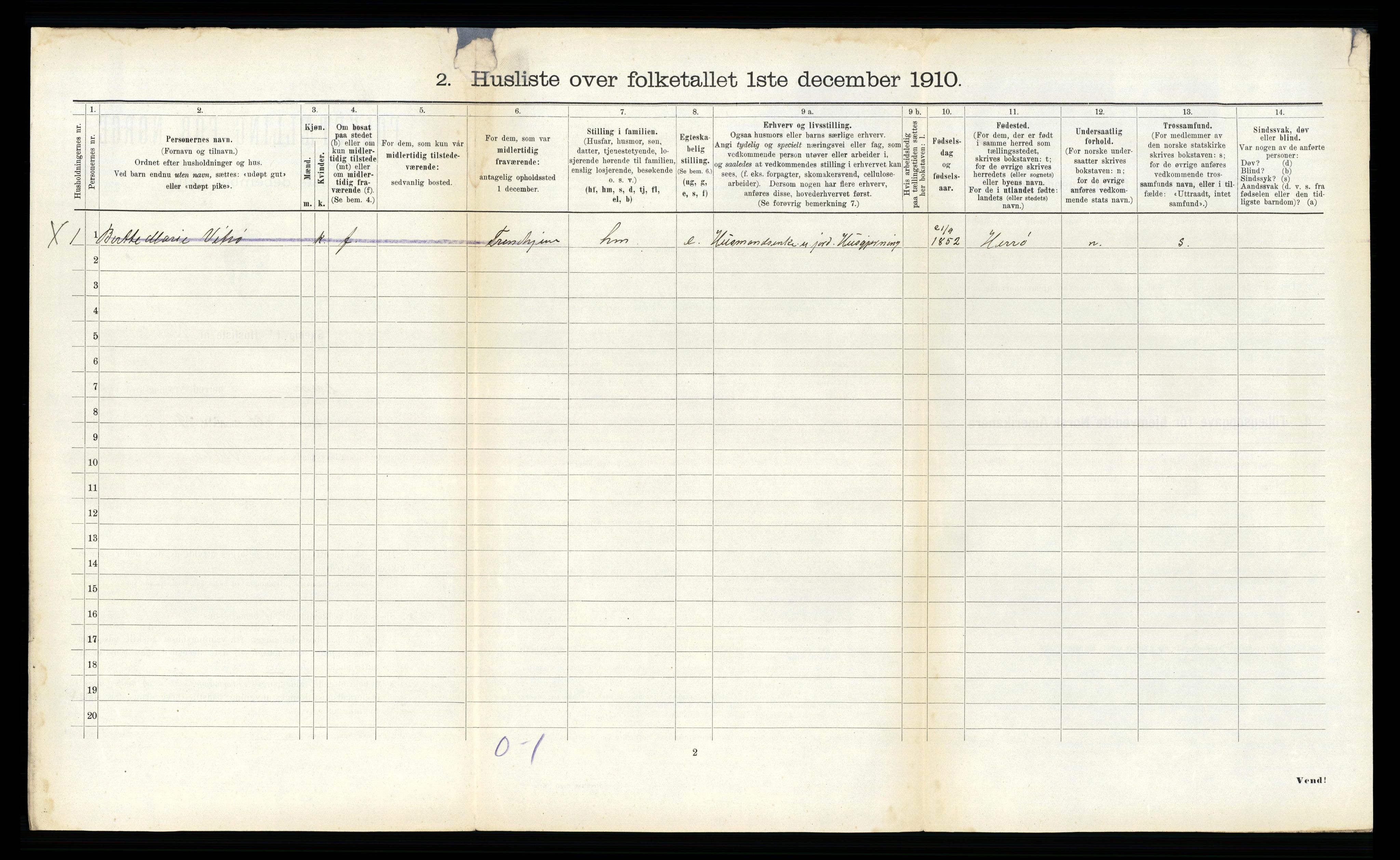 RA, 1910 census for Hemne, 1910, p. 1346