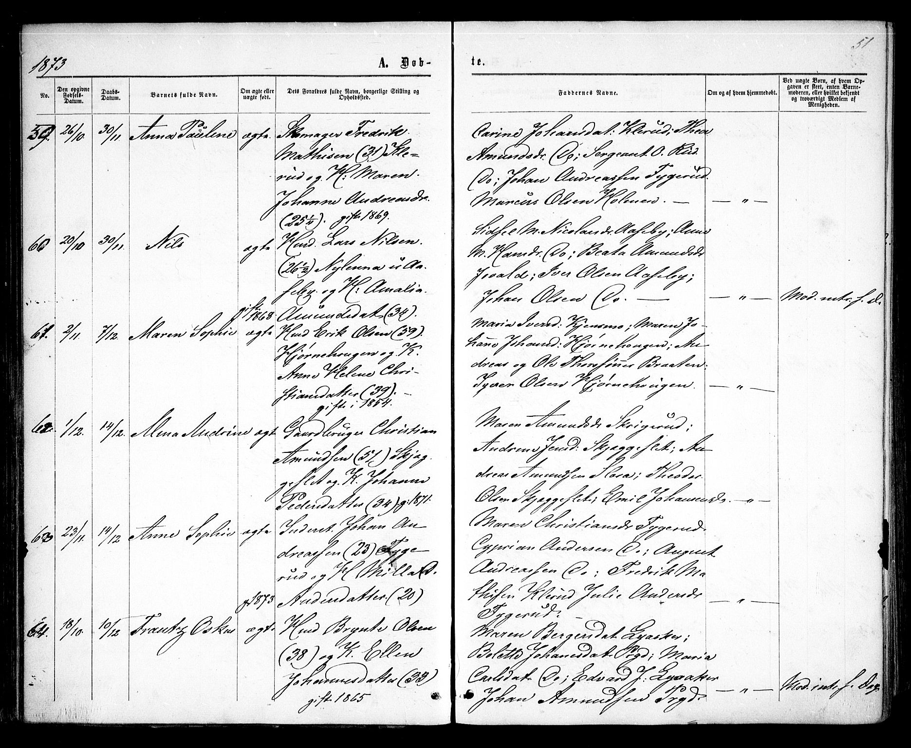 Rødenes prestekontor Kirkebøker, AV/SAO-A-2005/F/Fa/L0008: Parish register (official) no. I 8, 1869-1879, p. 51