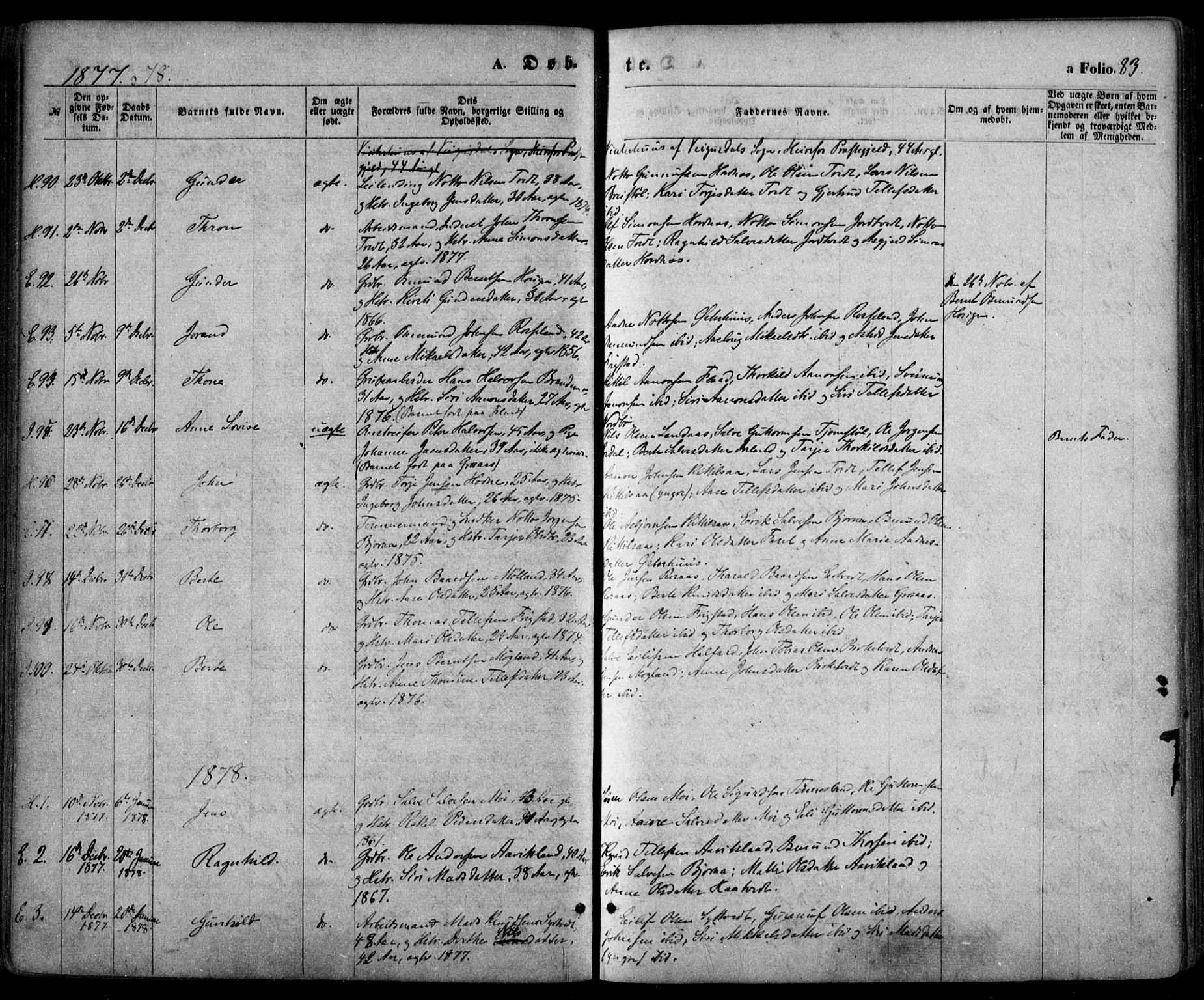 Evje sokneprestkontor, AV/SAK-1111-0008/F/Fa/Faa/L0006: Parish register (official) no. A 6, 1866-1884, p. 83